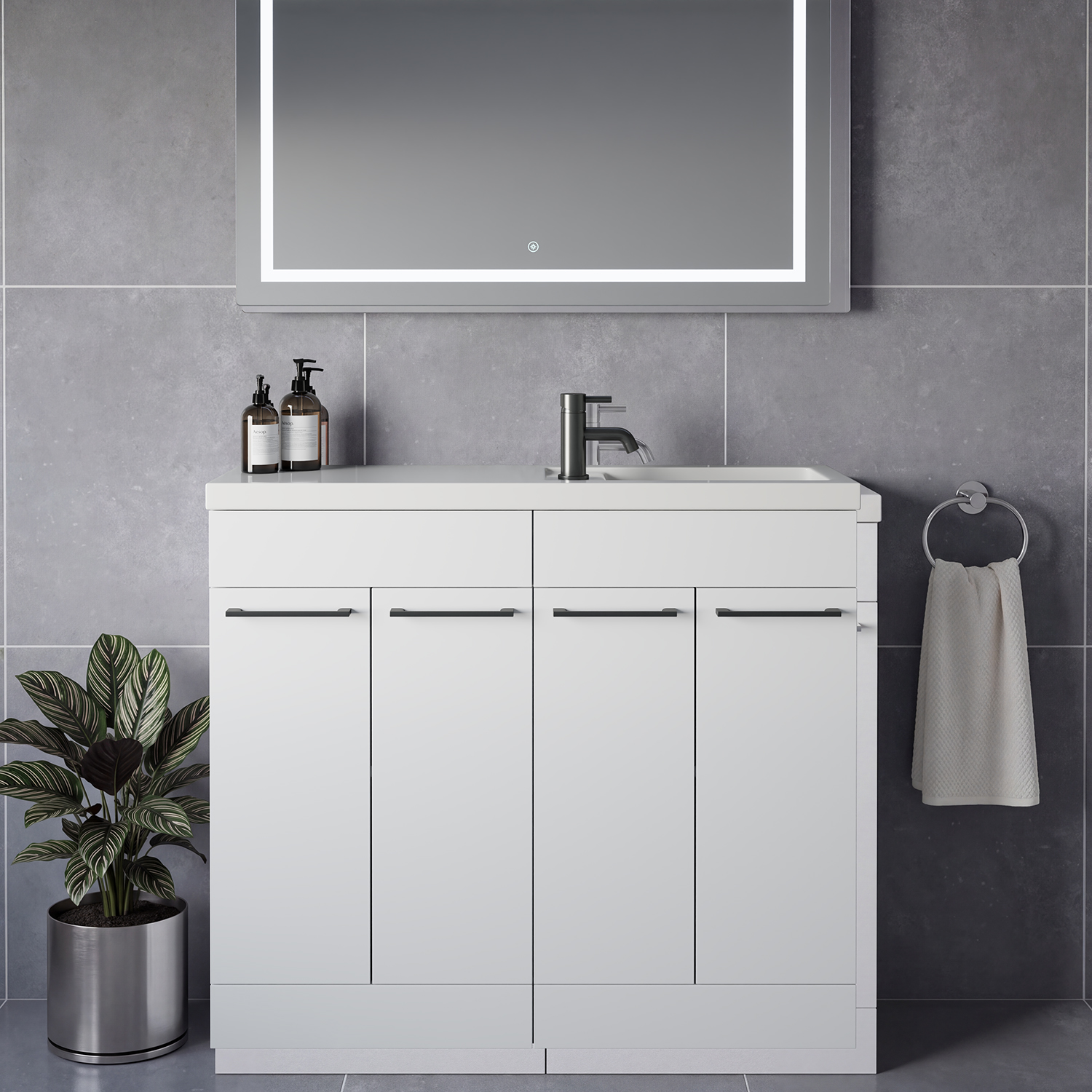 Napoli 250 4 Door Vanity Unit with Square Silvo Basin
