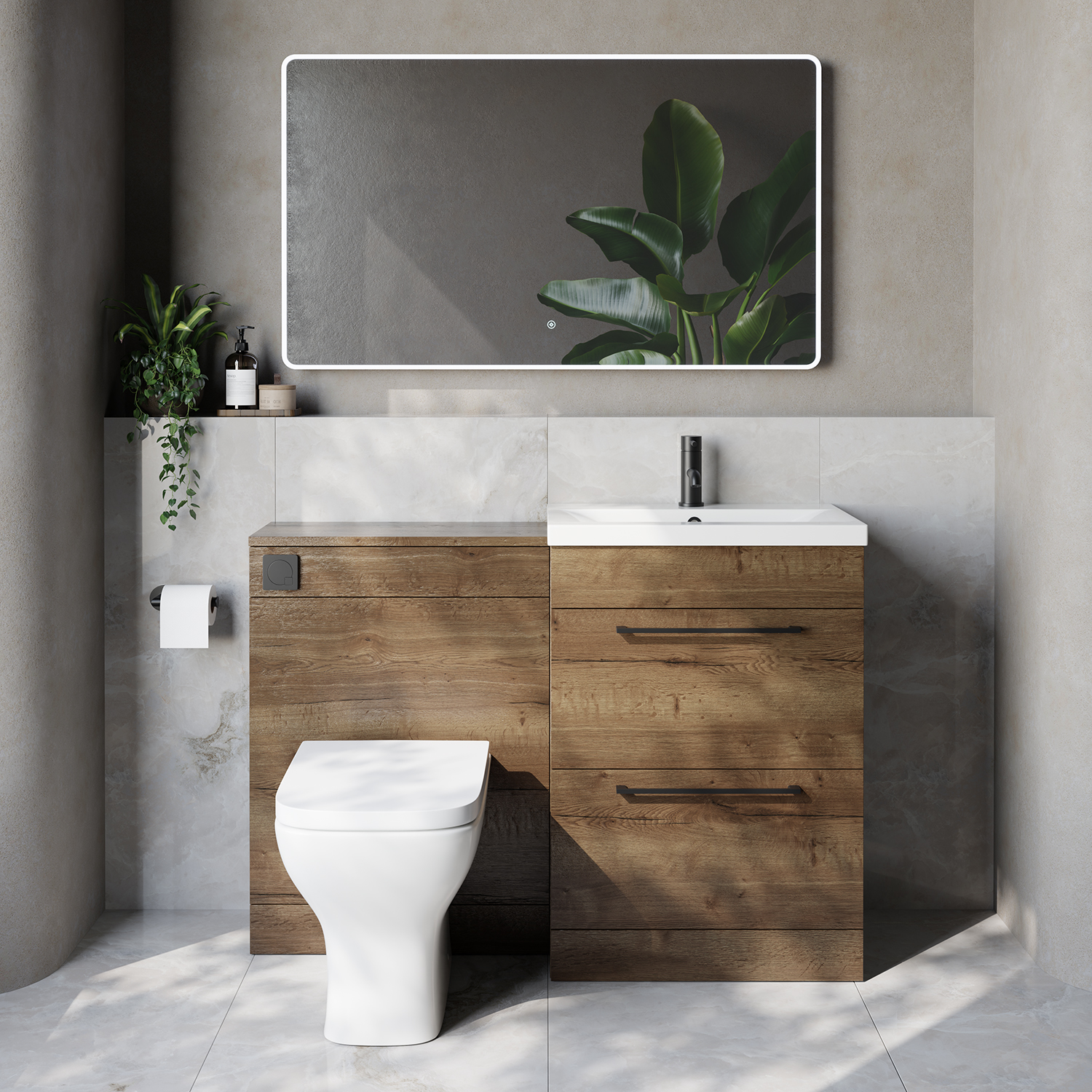 Napoli 390 Cento 2 Drawer Vanity Unit Toilet Suite with Glide Basin