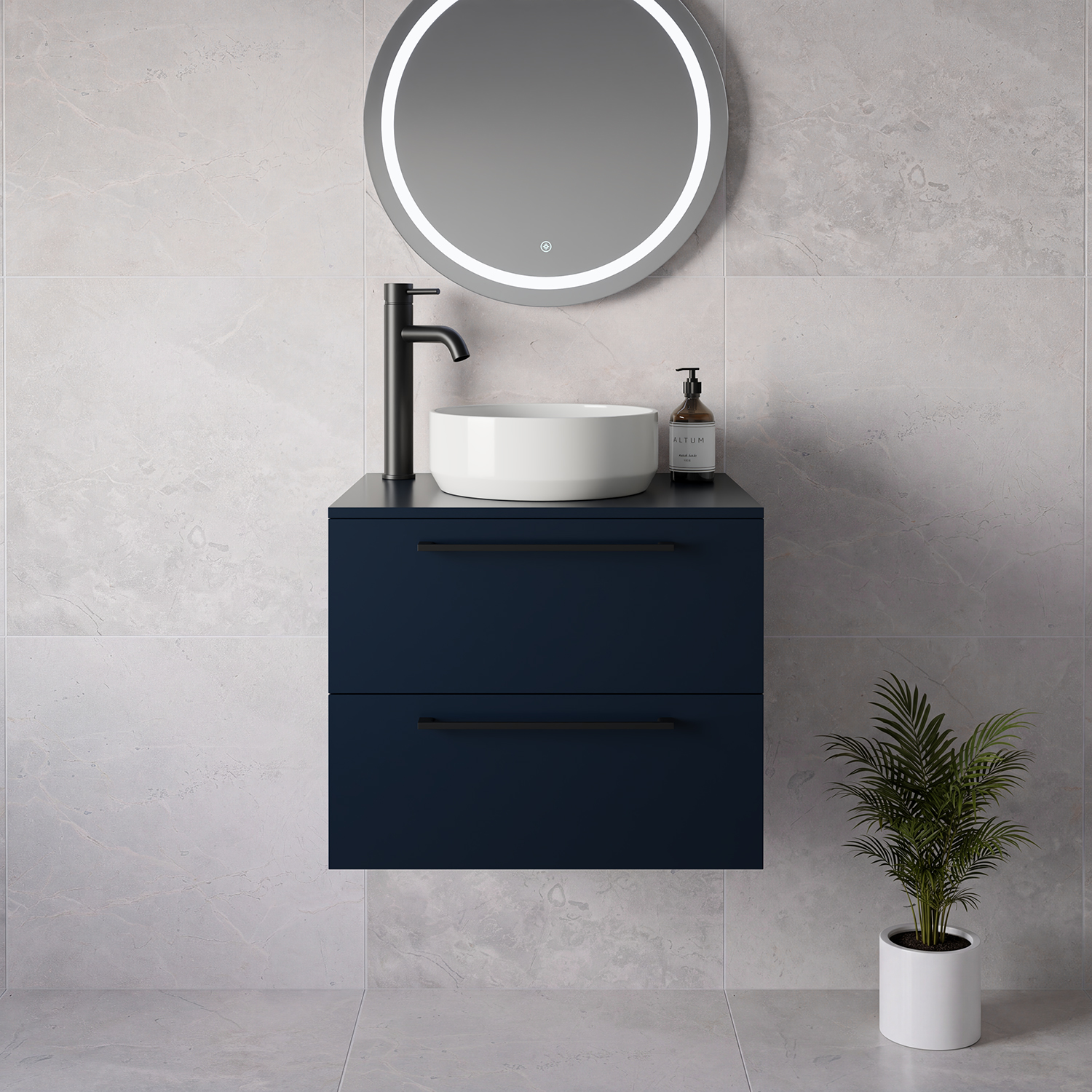 Napoli 460 Wall Mounted 2 Drawer Vanity Unit for Countertop Basins