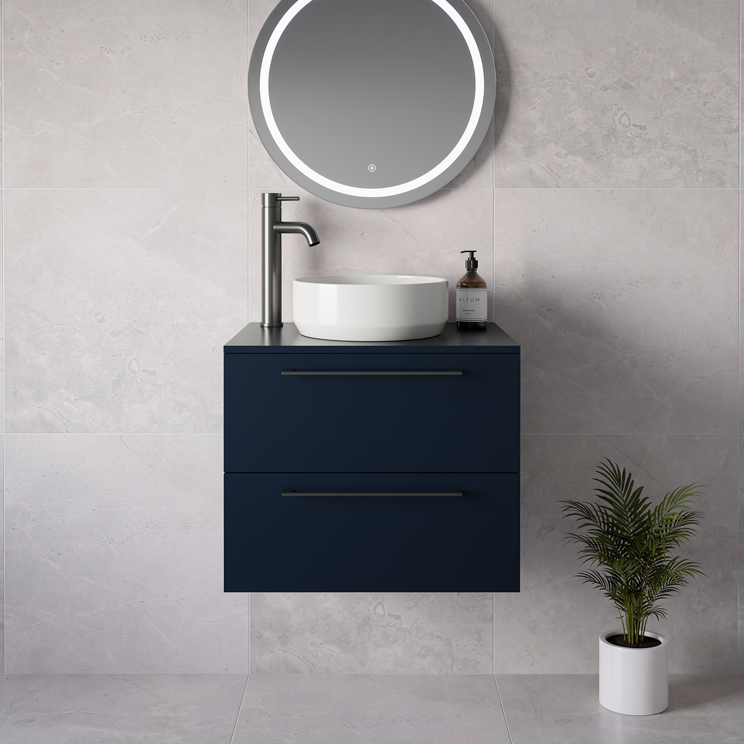 Napoli 460 Wall Mounted 2 Drawer Vanity Unit for Countertop Basins