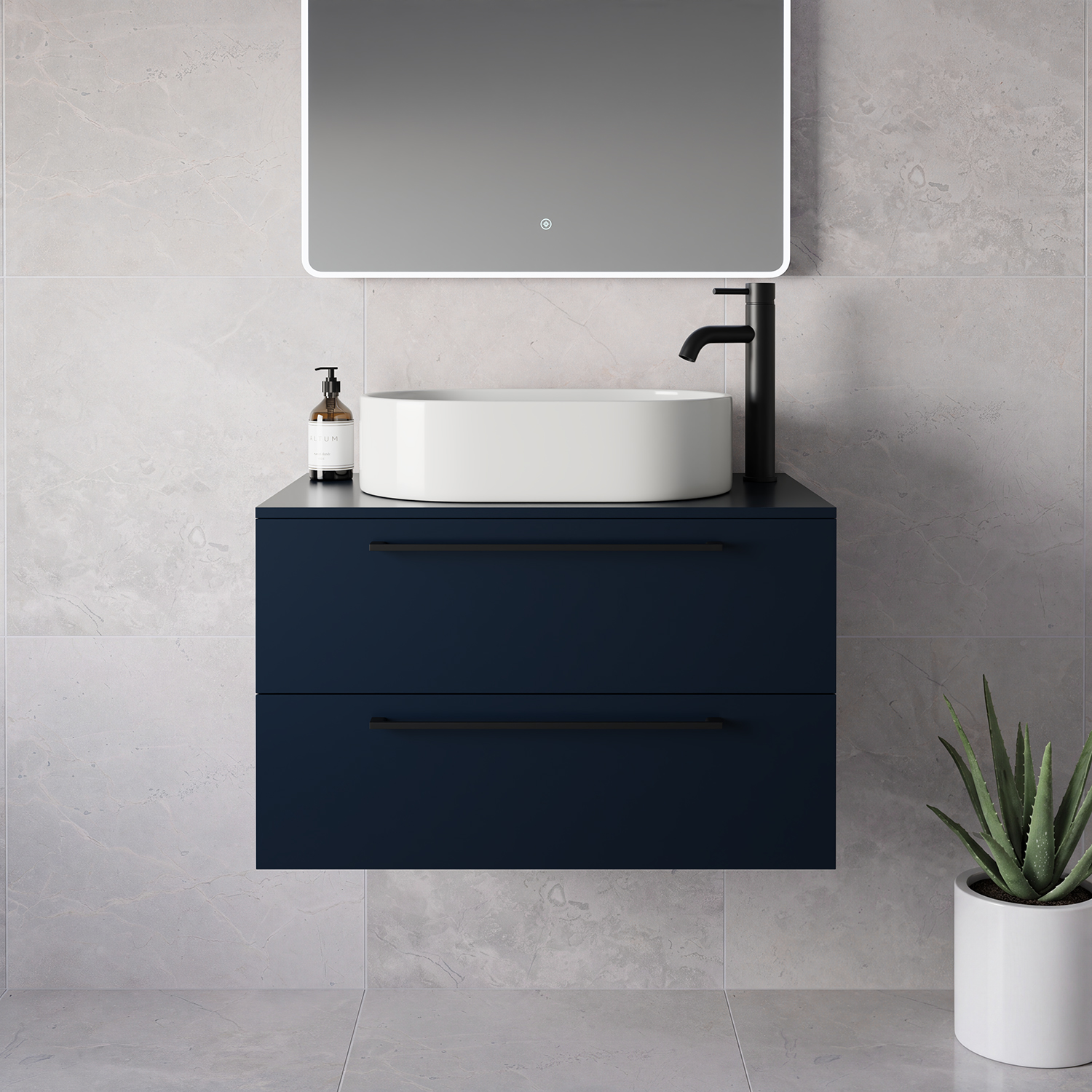 Napoli 460 Wall Mounted 2 Drawer Vanity Unit for Countertop Basins