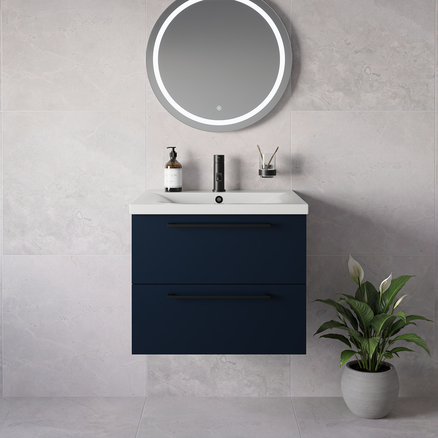 Napoli 460 Wall Mounted 2 Drawer Vanity Unit with Glide Basin