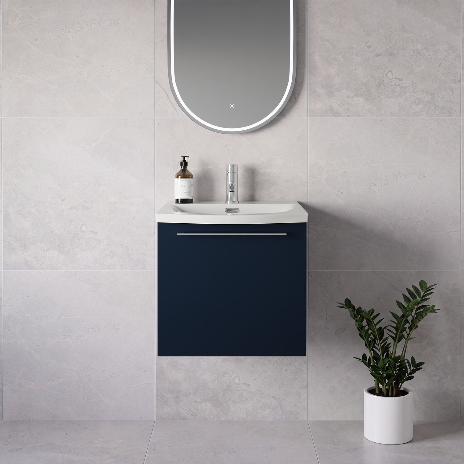 Napoli 390 Wall Mounted Single Drawer Vanity Unit with Arc Basin