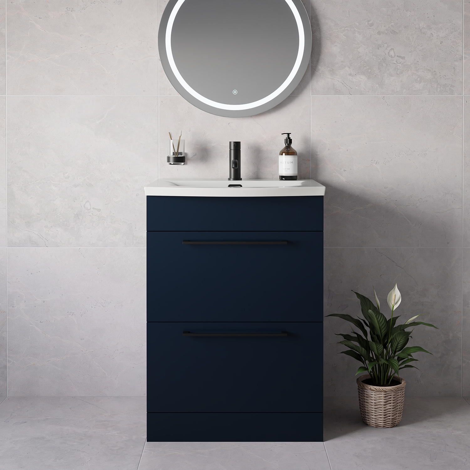 Napoli 390 2 Drawer Vanity Unit with Arc Basin