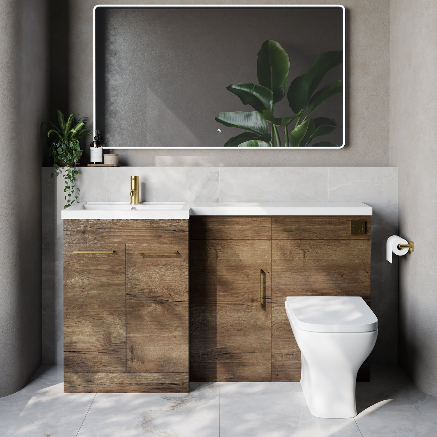 Napoli 390 3 Door Vanity Unit Toilet Suite with Left Hand Square Lucia Basin