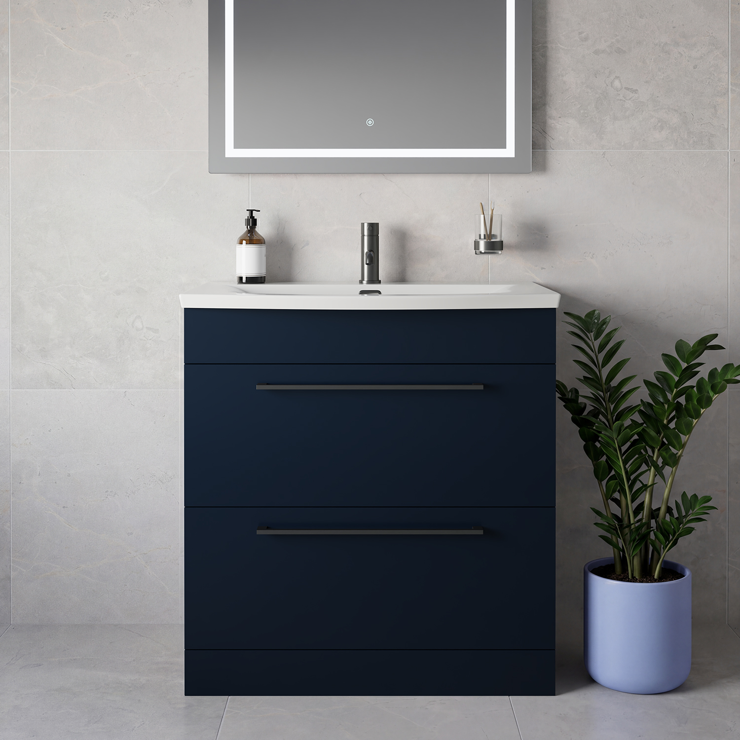 Napoli 390 2 Drawer Vanity Unit with Arc Basin