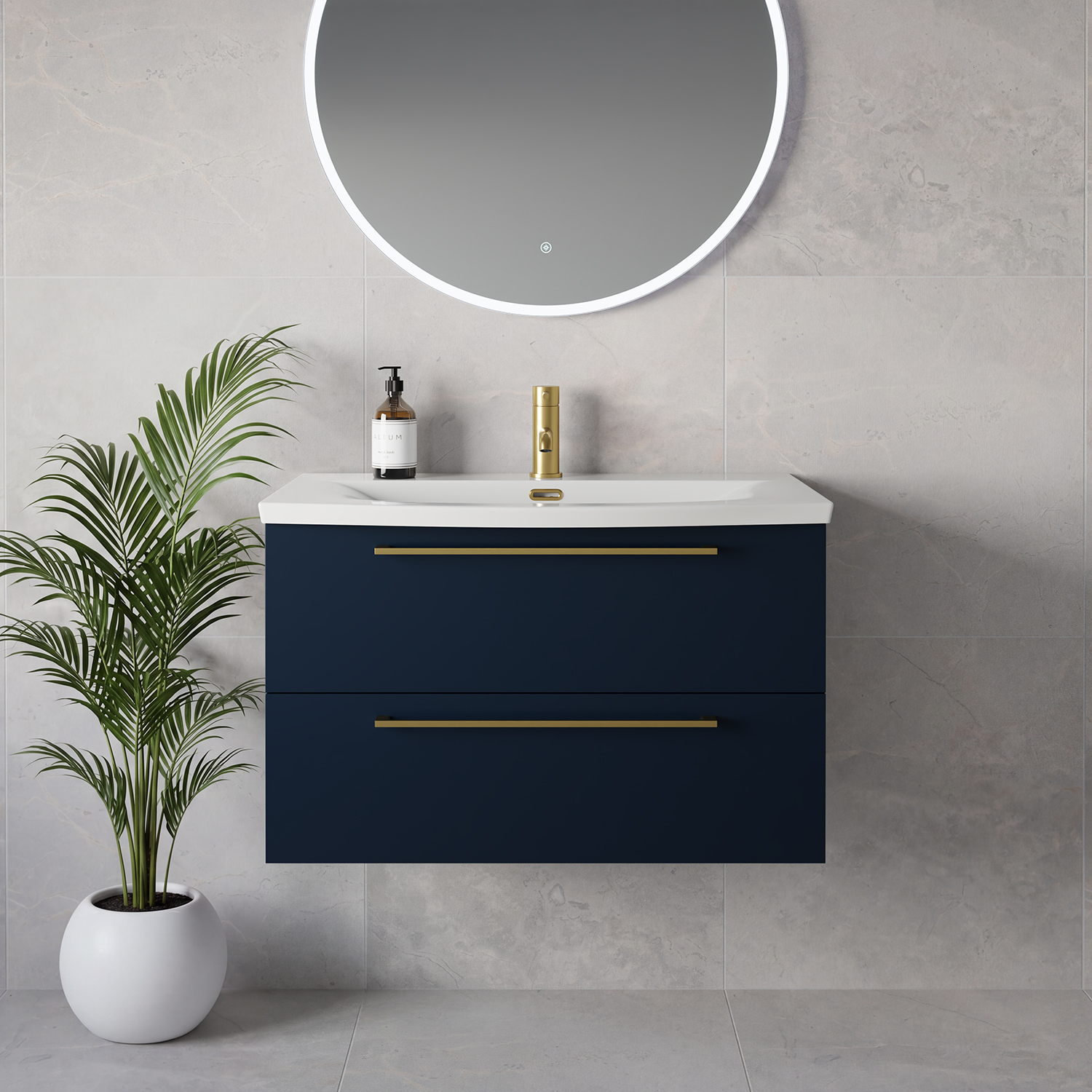 Napoli 390 Wall Mounted 2 Drawer Vanity Unit with Arc Basin