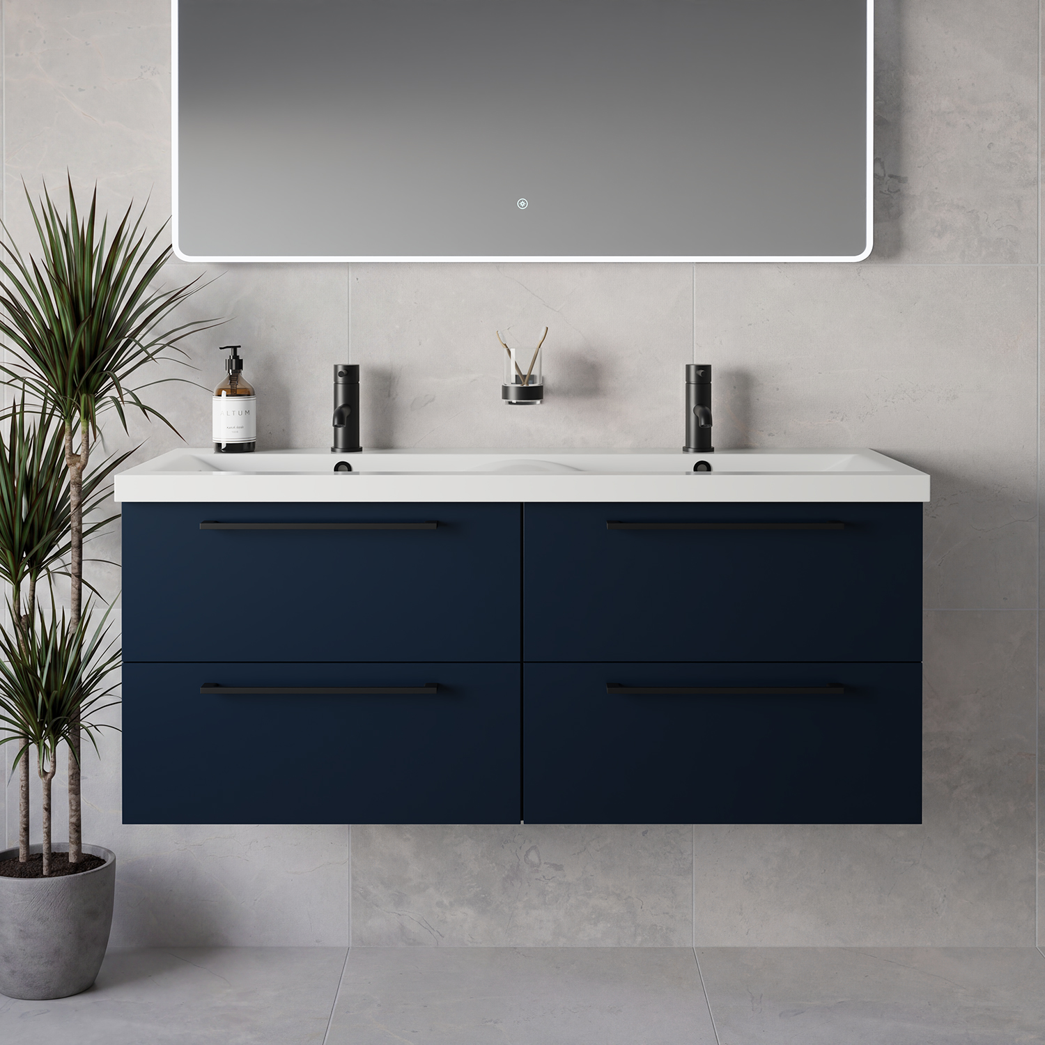 Napoli 390 Wall Mounted 4 Drawer Vanity Unit with Double Glide Basins