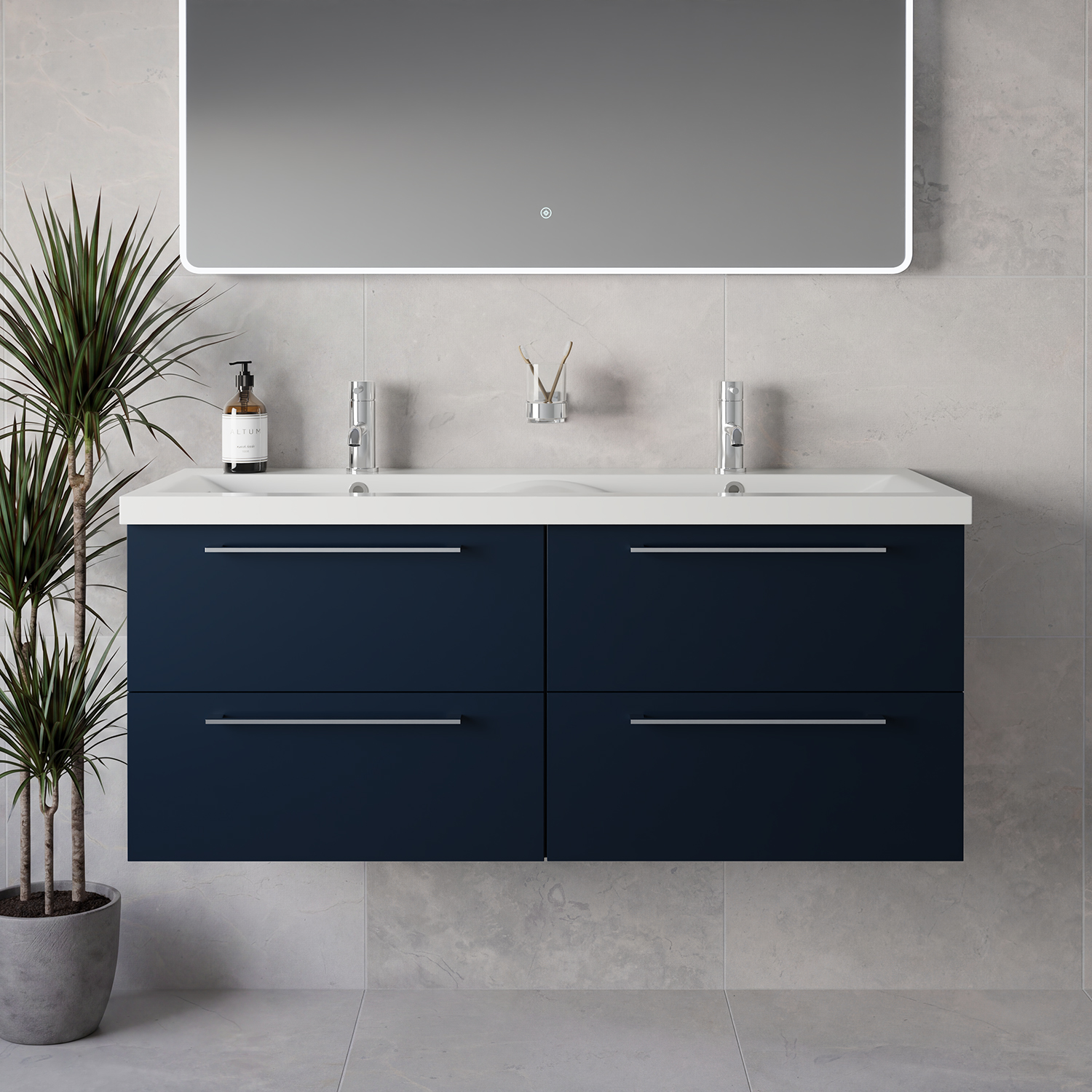 Napoli 390 Wall Mounted 4 Drawer Vanity Unit with Double Glide Basins