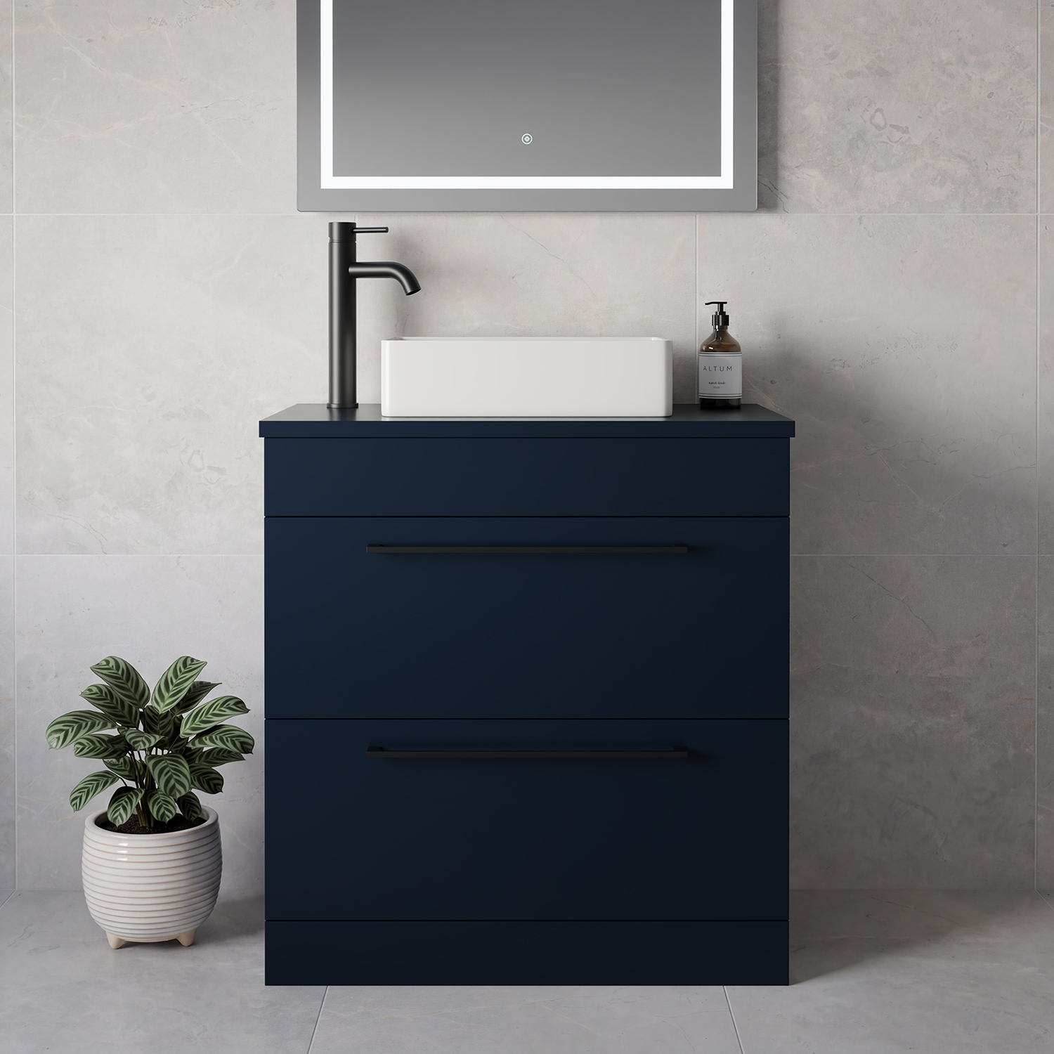 Napoli 390 2 Drawer Vanity Unit for Countertop Basins
