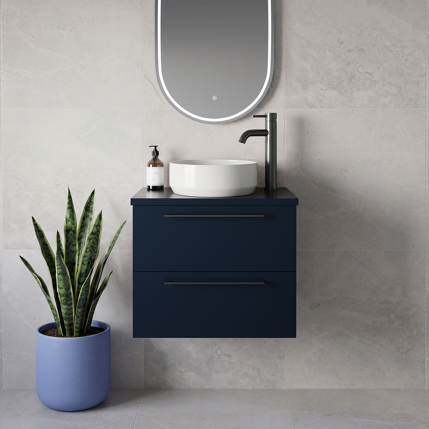 Napoli 390 Wall Mounted 2 Drawer Vanity Unit for Countertop Basins