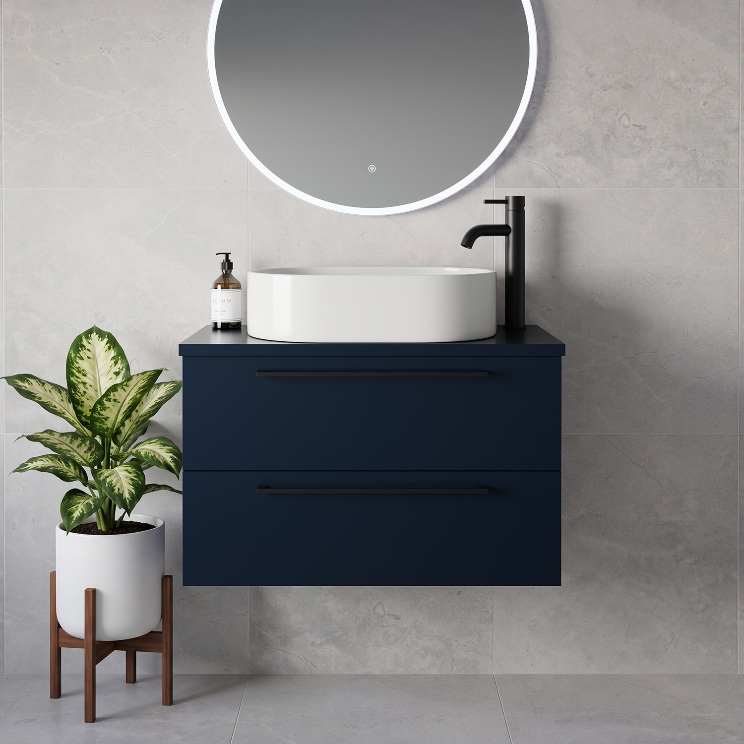 Napoli 390 Wall Mounted 2 Drawer Vanity Unit for Countertop Basins