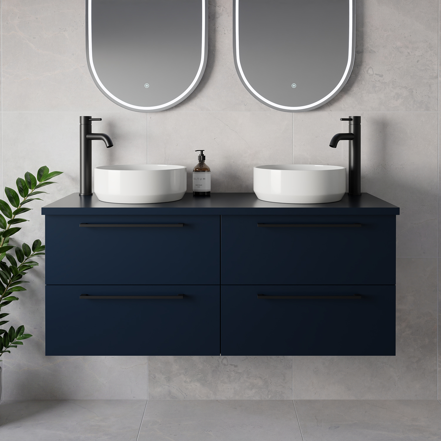 Napoli 460 Wall Mounted 4 Drawer Vanity Unit for Countertop Basins