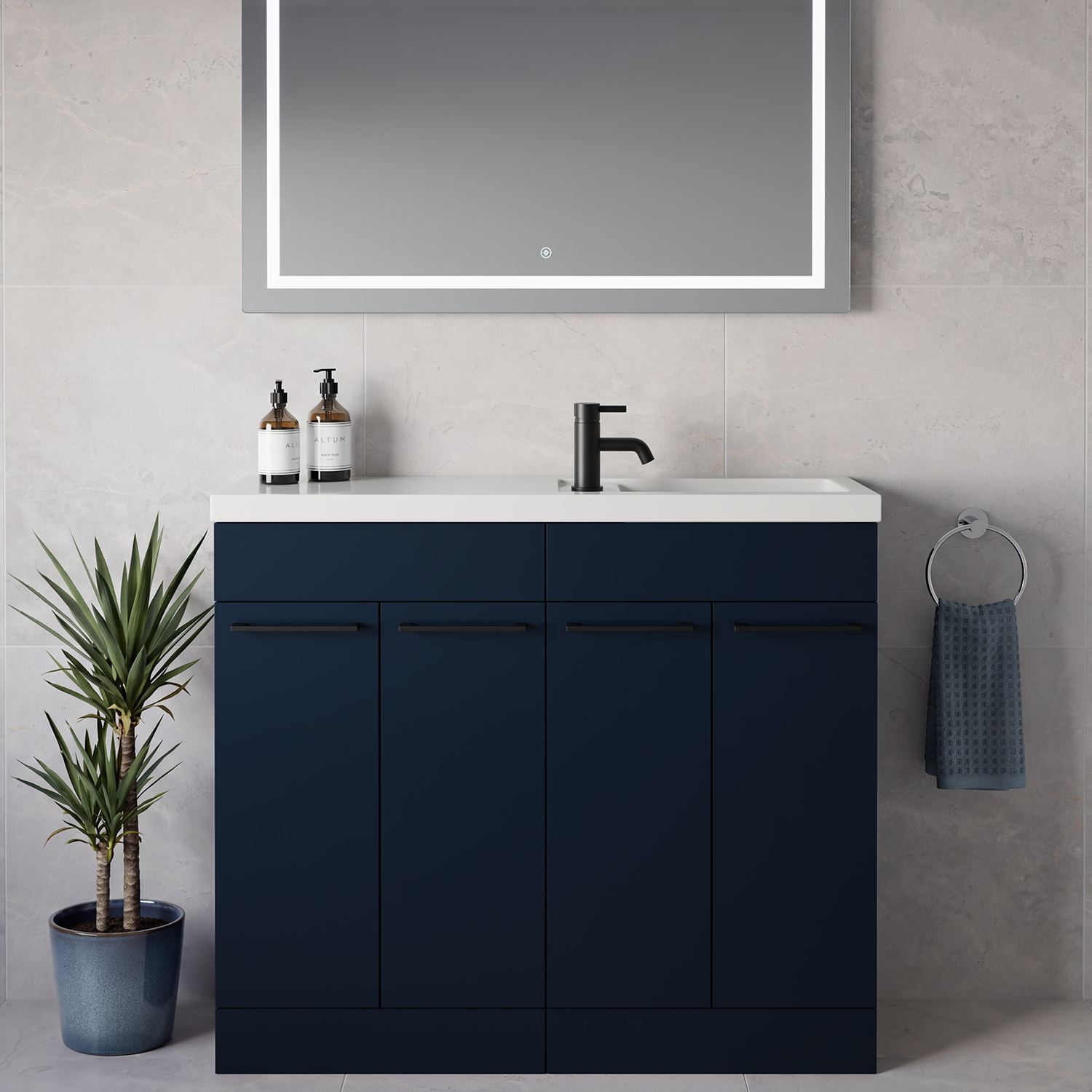 Napoli 250 4 Door Vanity Unit with Square Silvo Basin