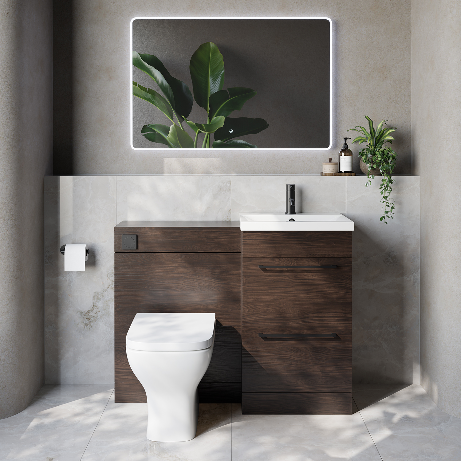 Napoli 390 Cento 2 Drawer Vanity Unit Toilet Suite with Glide Basin