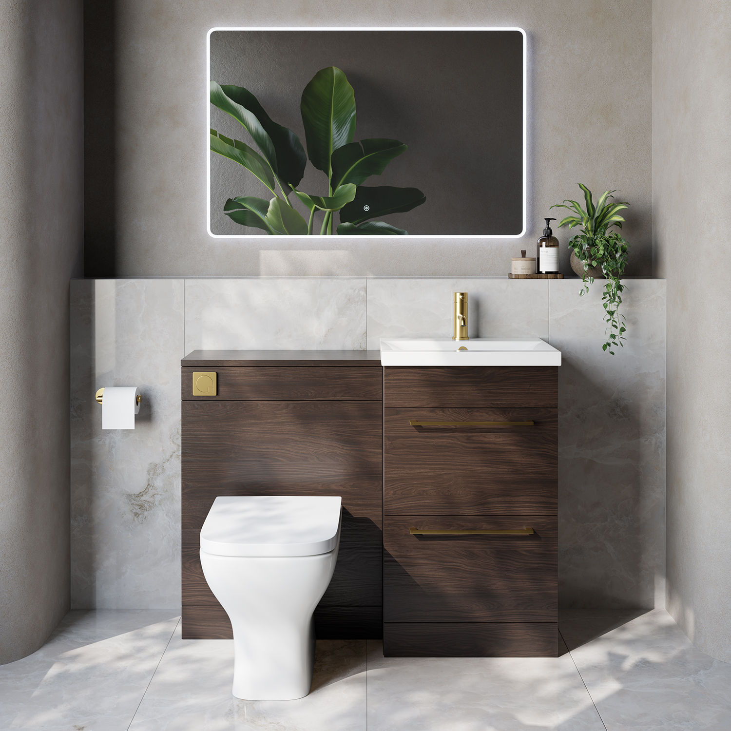 Napoli 390 Cento 2 Drawer Vanity Unit Toilet Suite with Glide Basin