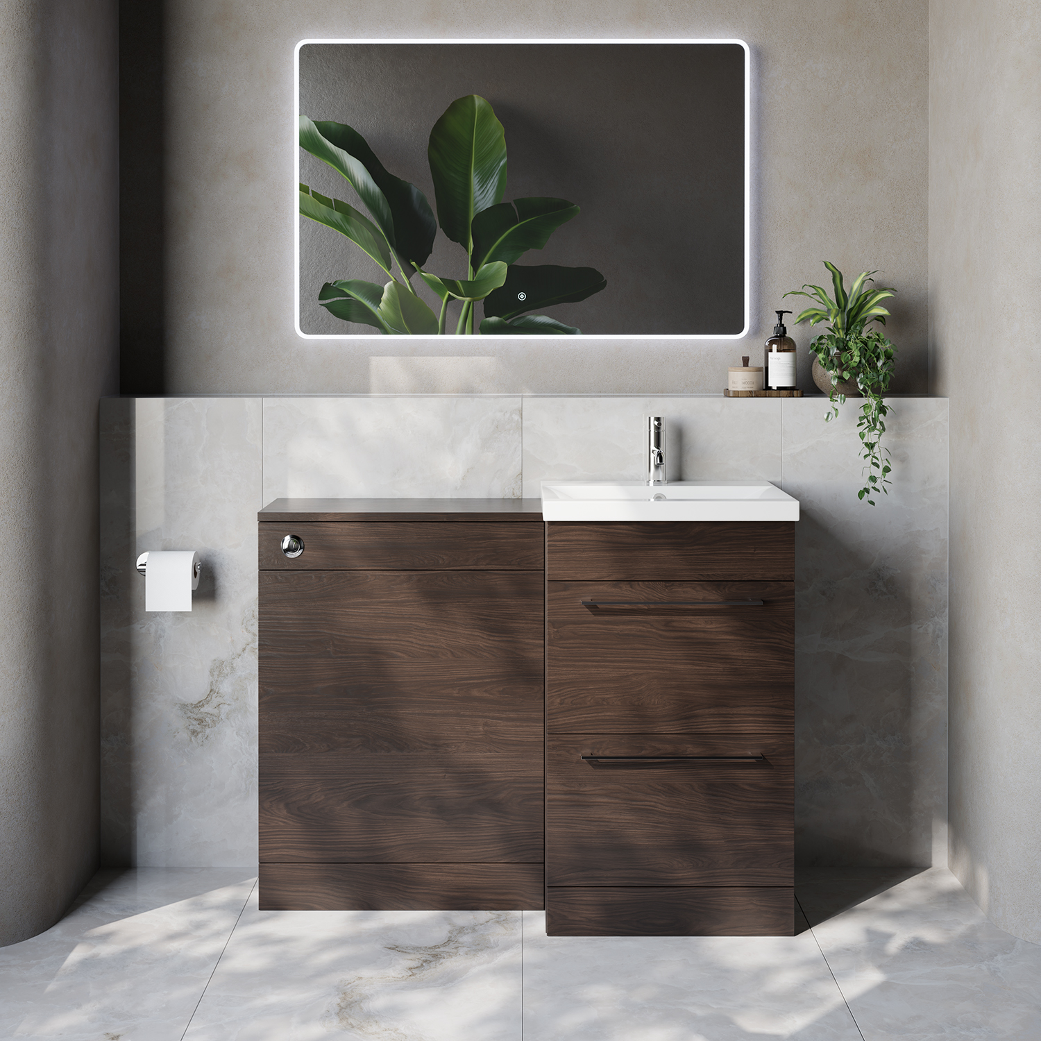 Napoli 390 Cento 2 Drawer Vanity Unit Toilet Suite with Glide Basin