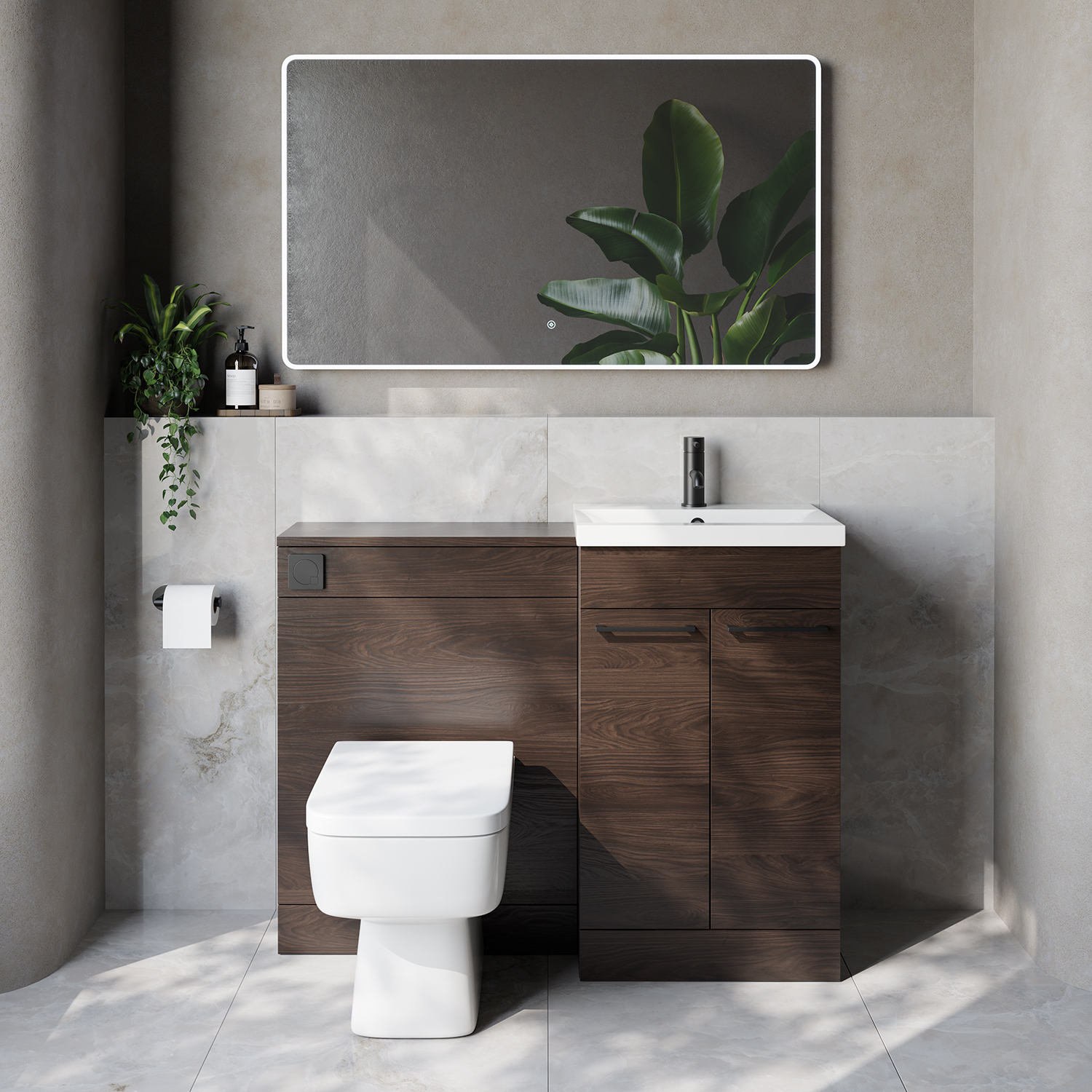 Napoli 390 Cento 2 Door Vanity Unit Toilet Suite with Glide Basin