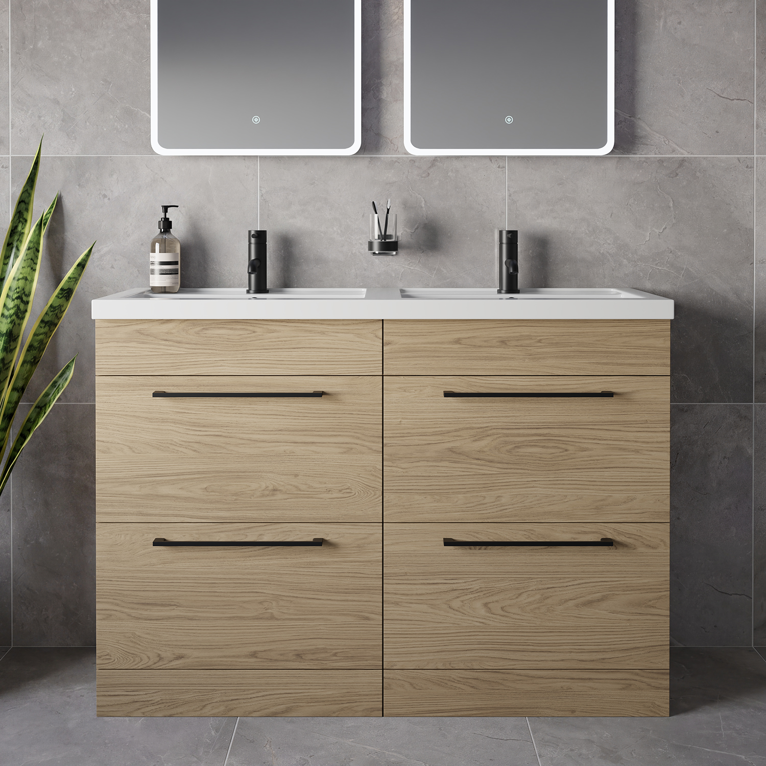 Napoli 390 4 Drawer Vanity Unit with Double Lucia Basins