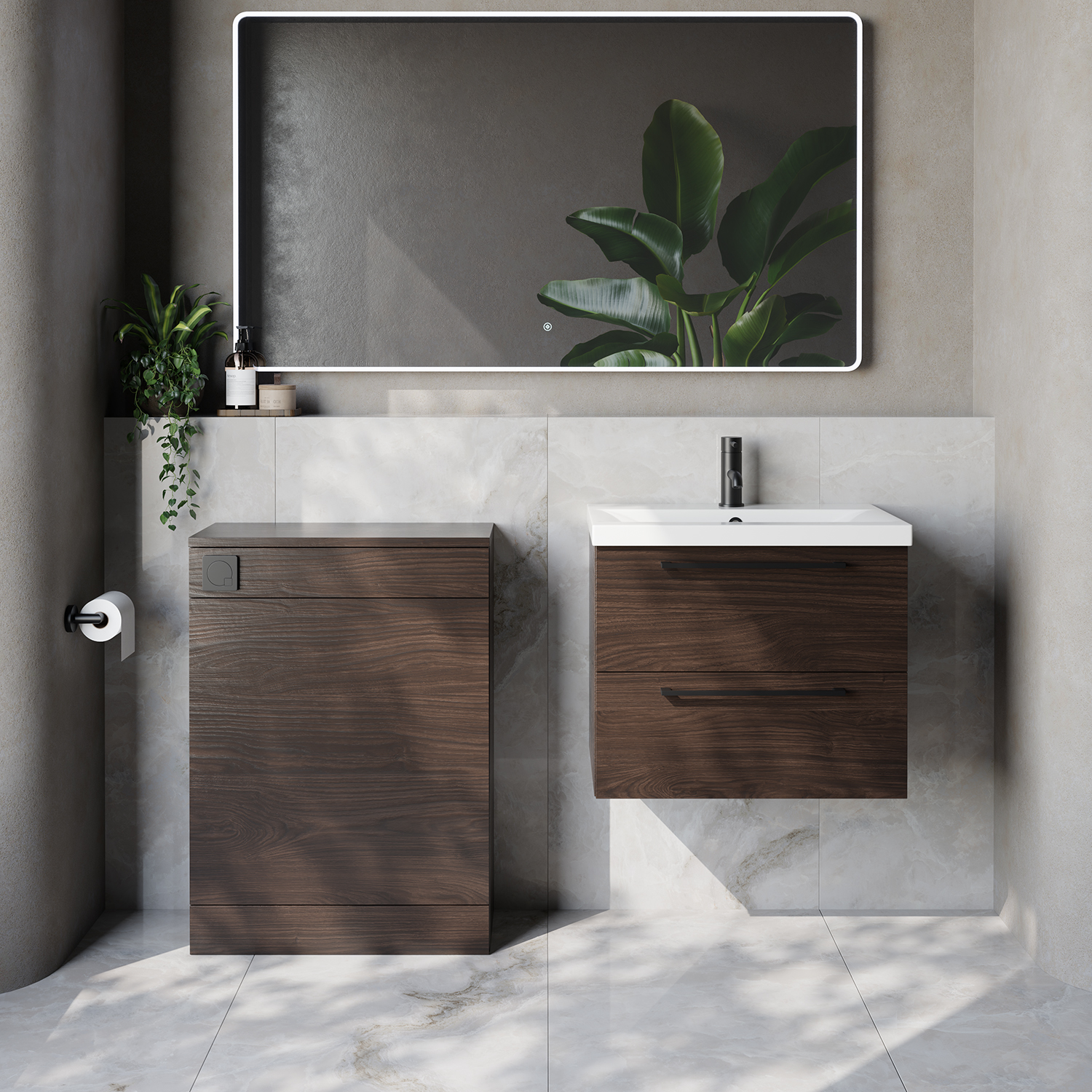 Napoli 390 Cento Wall Mounted 2 Drawer Vanity Unit and Toilet Suite with Glide Basin