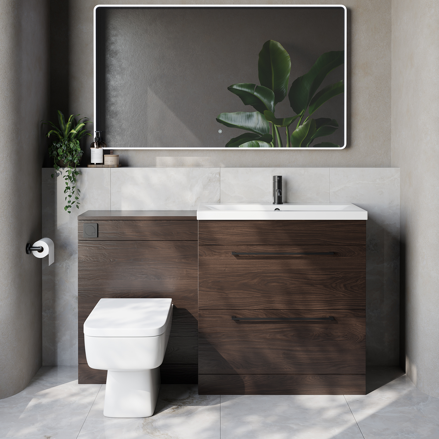 Napoli 390 Cento 2 Drawer Vanity Unit Toilet Suite with Glide Basin