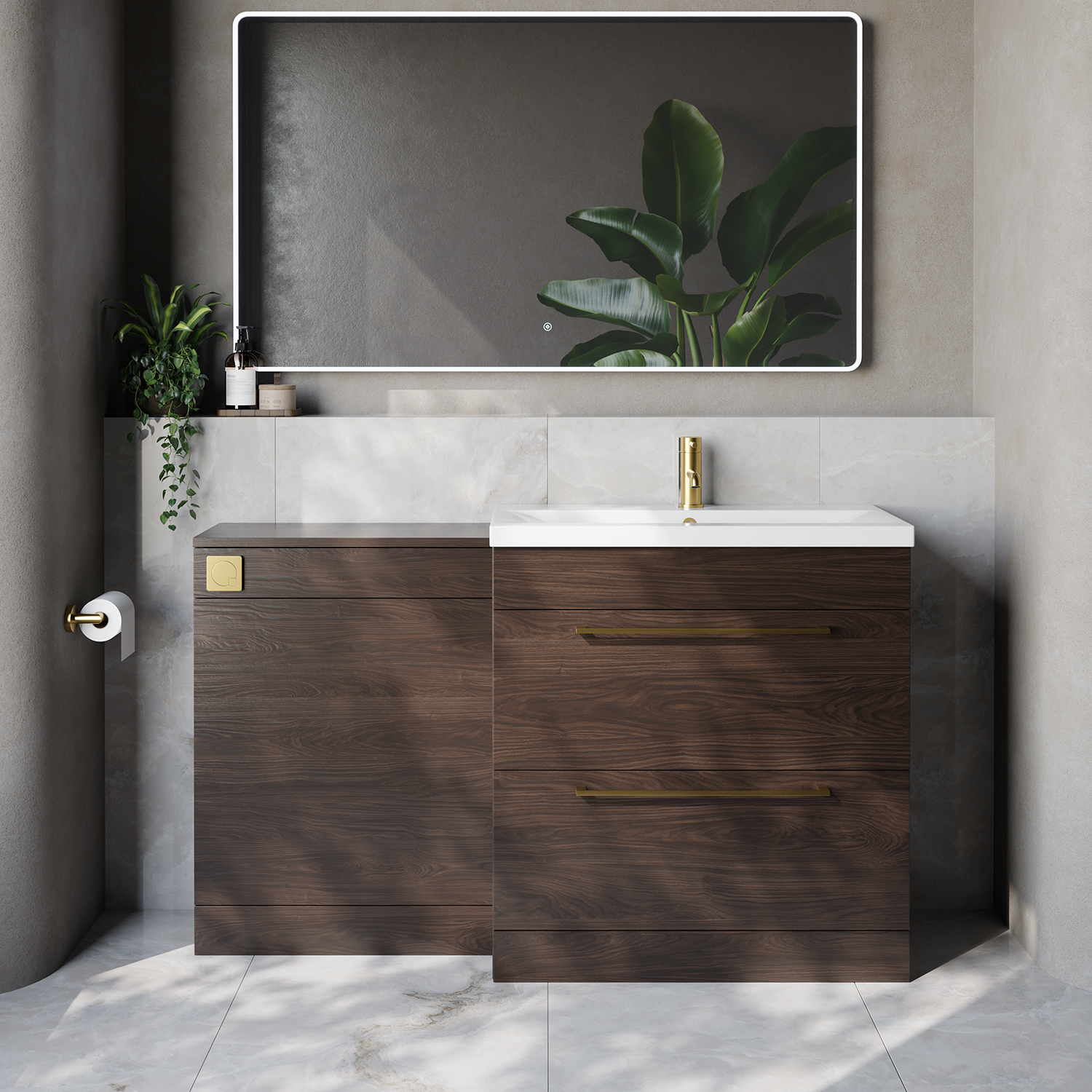 Napoli 390 Cento 2 Drawer Vanity Unit Toilet Suite with Glide Basin