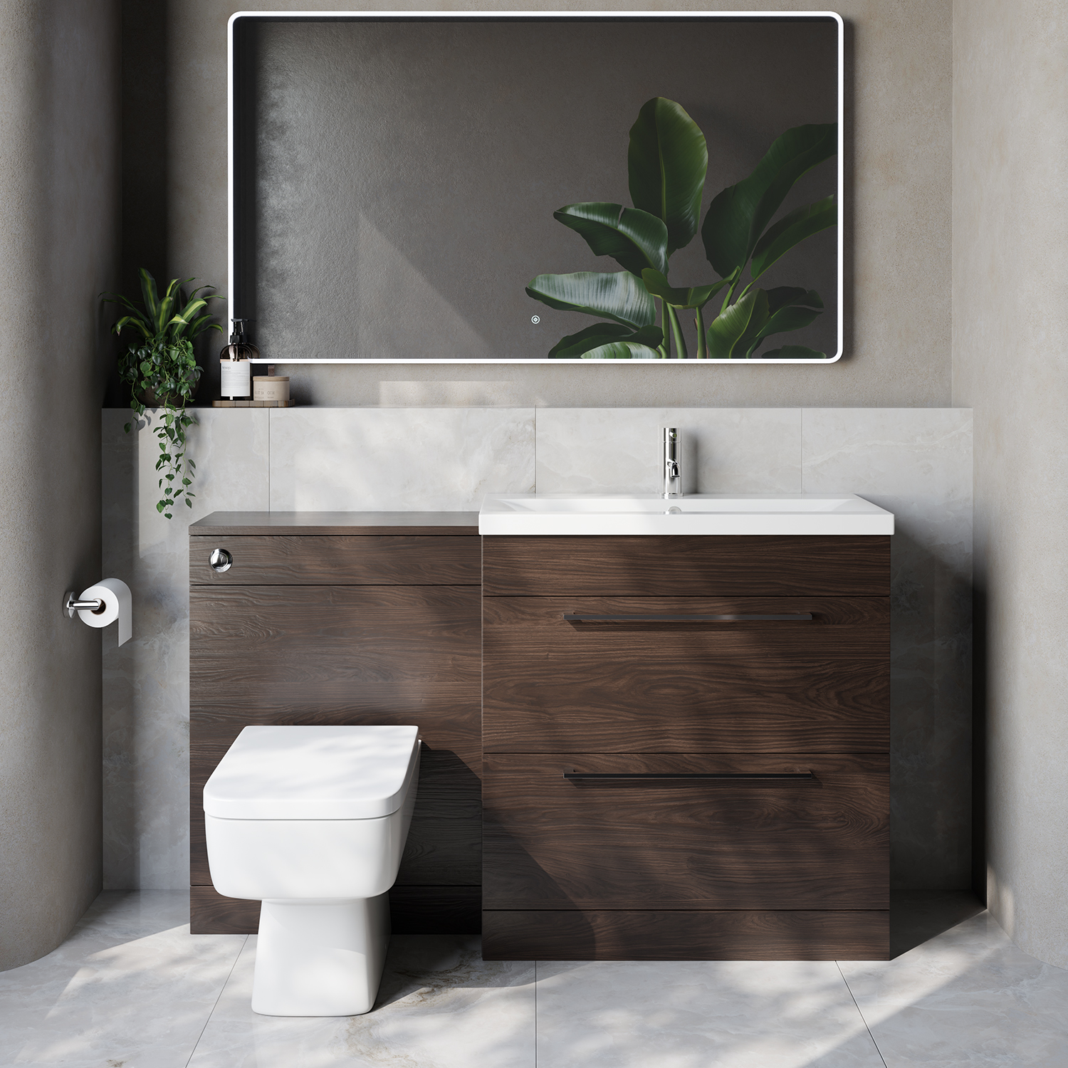 Napoli 390 Cento 2 Drawer Vanity Unit Toilet Suite with Glide Basin