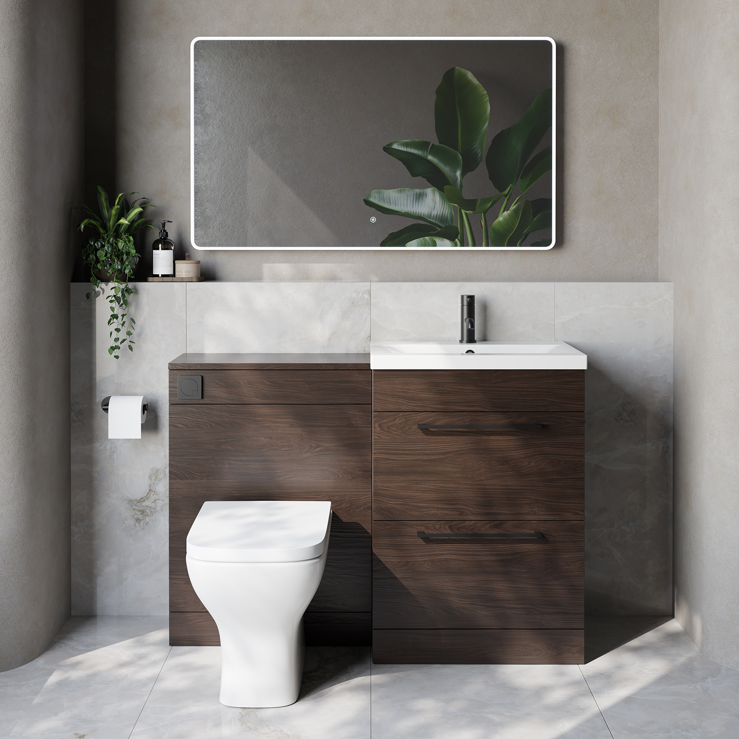 Napoli 390 Cento 2 Drawer Vanity Unit Toilet Suite with Glide Basin