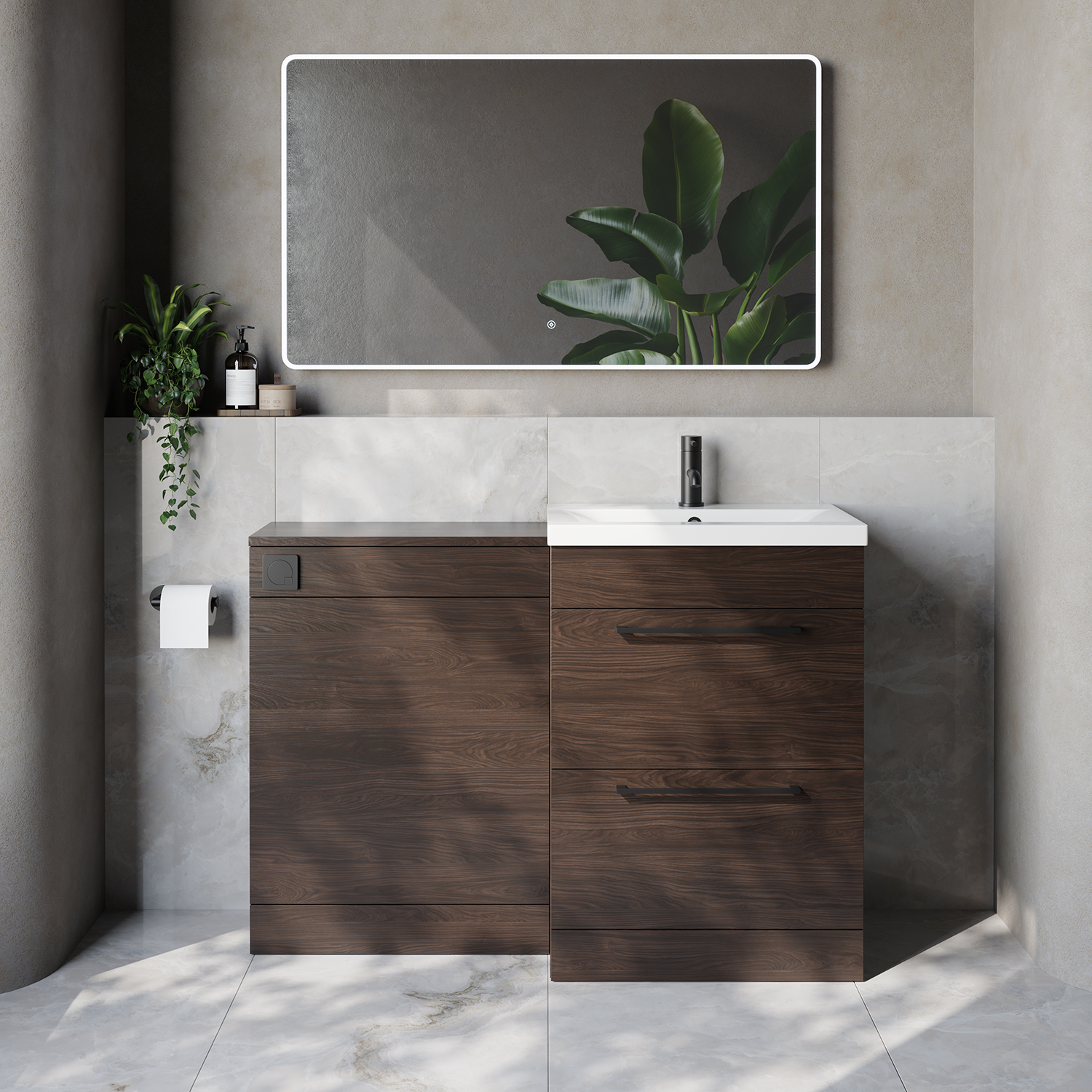 Napoli 390 Cento 2 Drawer Vanity Unit Toilet Suite with Glide Basin
