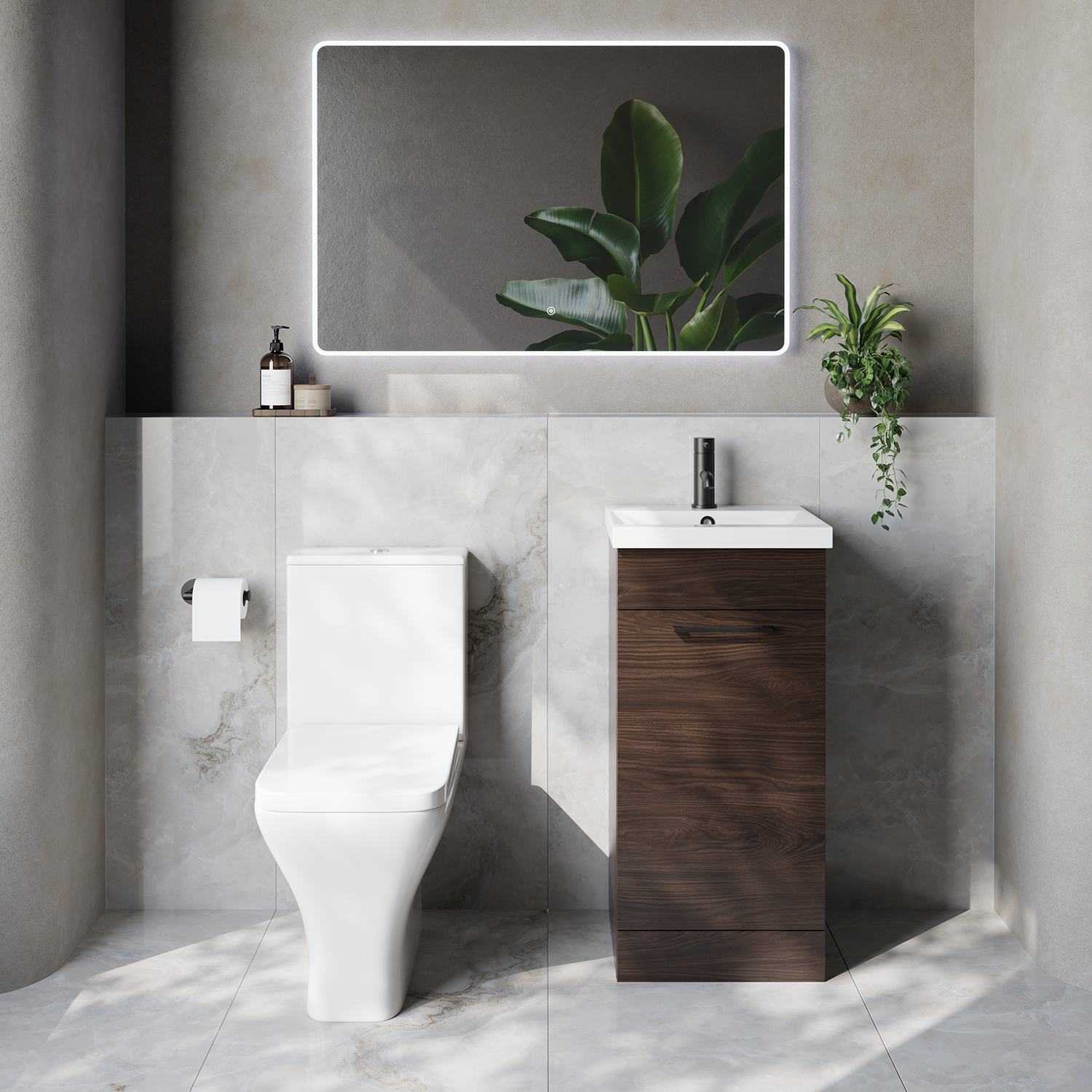 Napoli 390 Single Door Vanity Unit and Kingston Toilet Suite with Glide Basin
