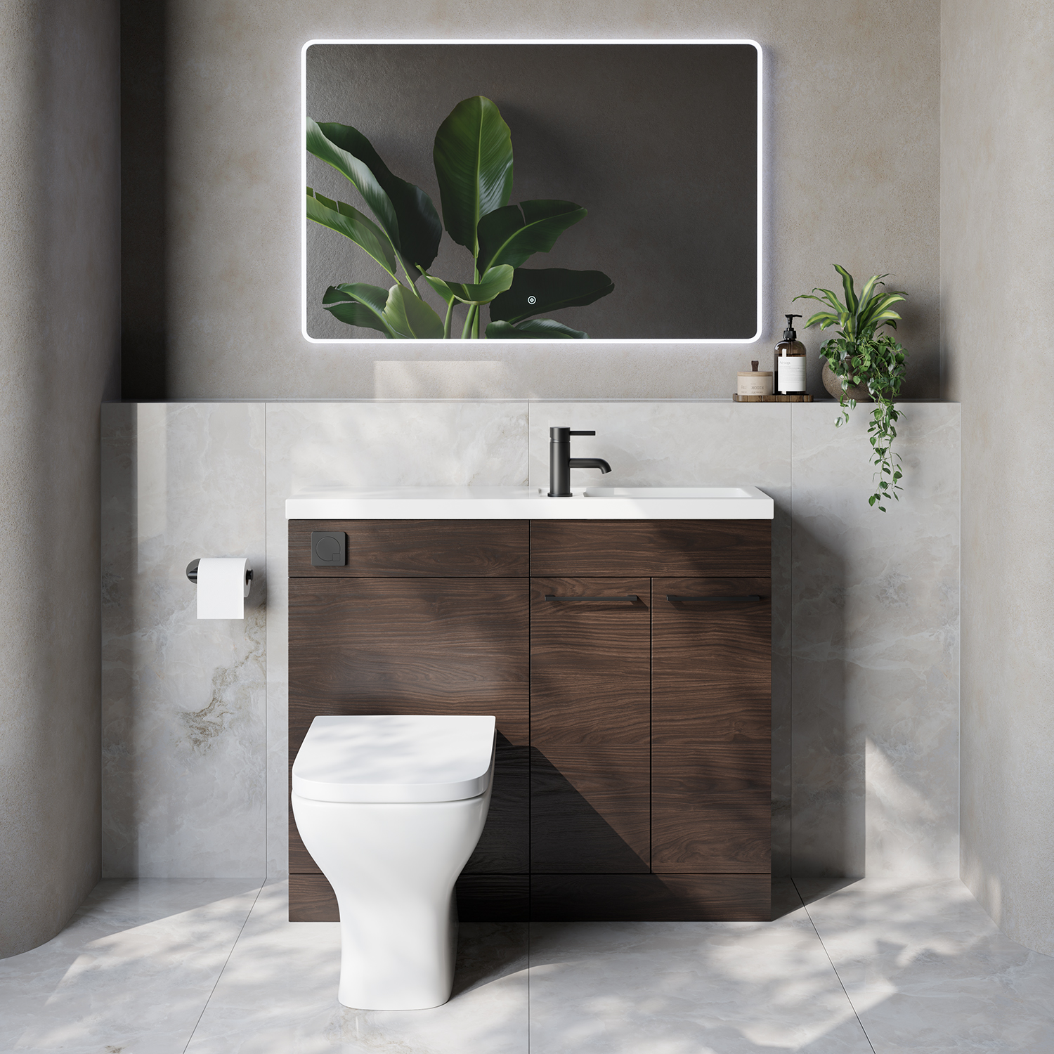 Napoli 250 2 Door Vanity Unit Toilet Suite with Square Silvo Basin