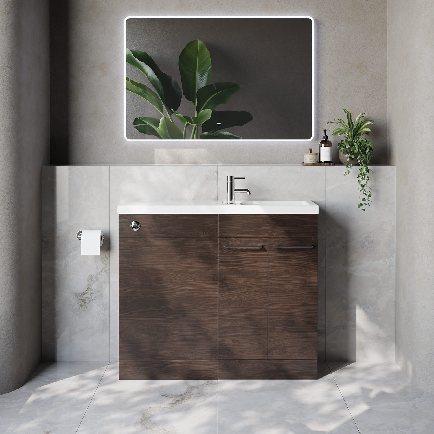 Napoli 250 2 Door Vanity Unit Toilet Suite with Square Silvo Basin
