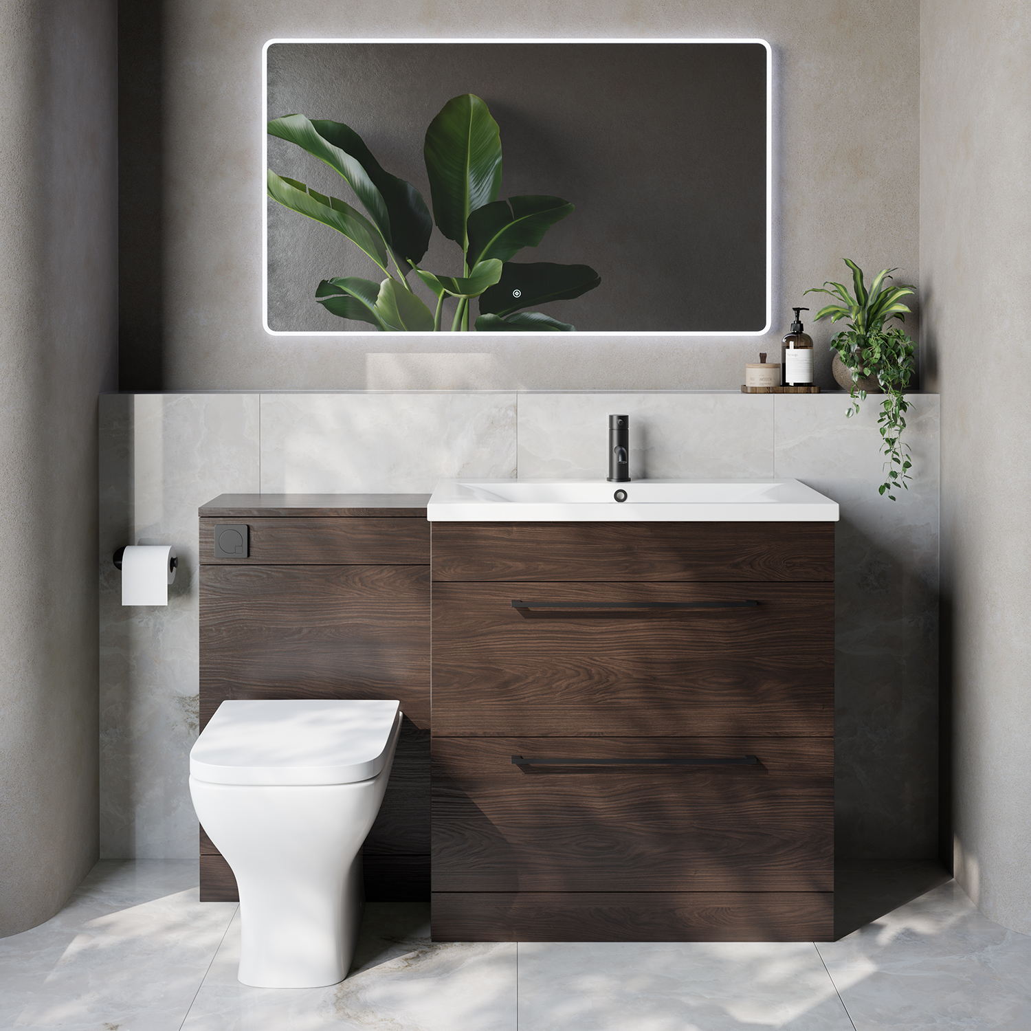 Napoli 460 2 Drawer Vanity Unit Toilet Suite with Glide Basin