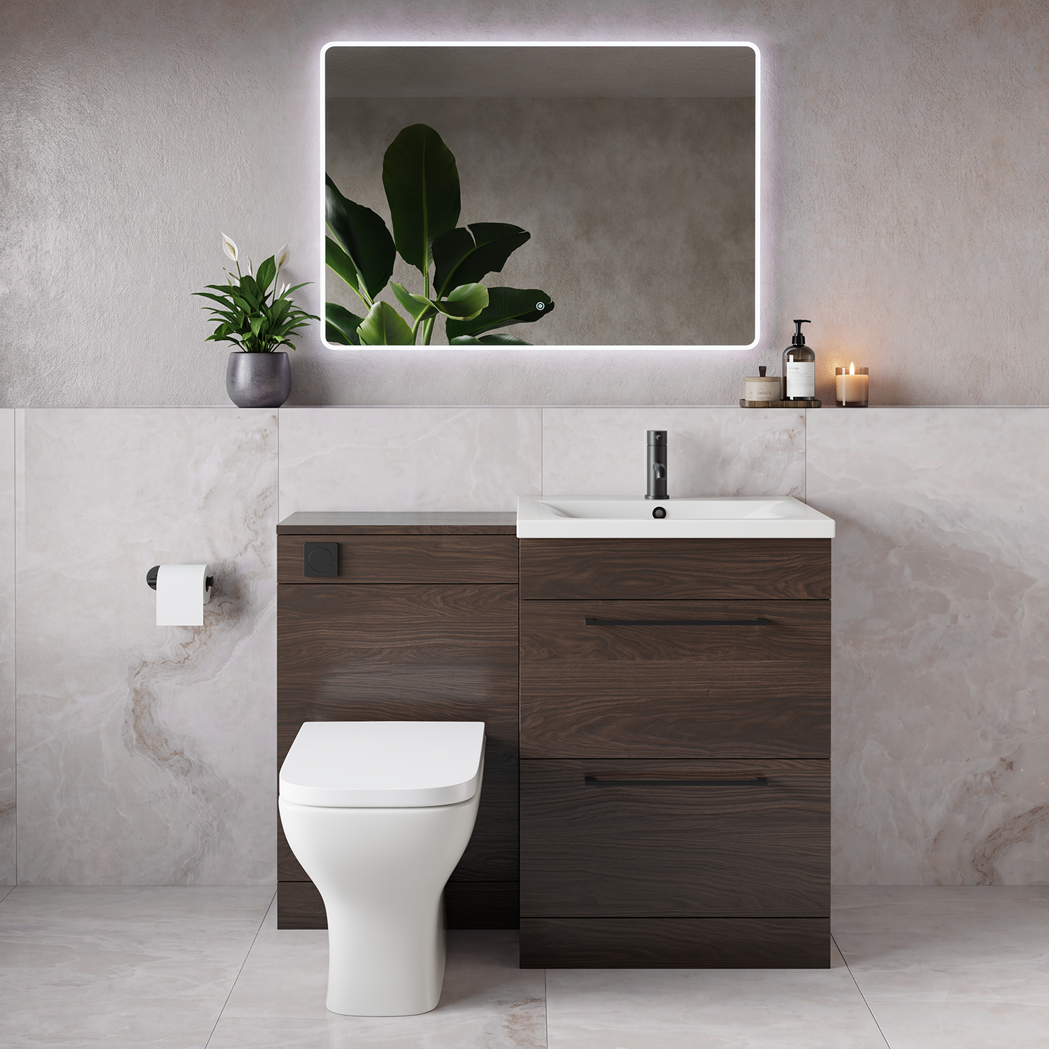Napoli 460 2 Drawer Vanity Unit Toilet Suite with Glide Basin