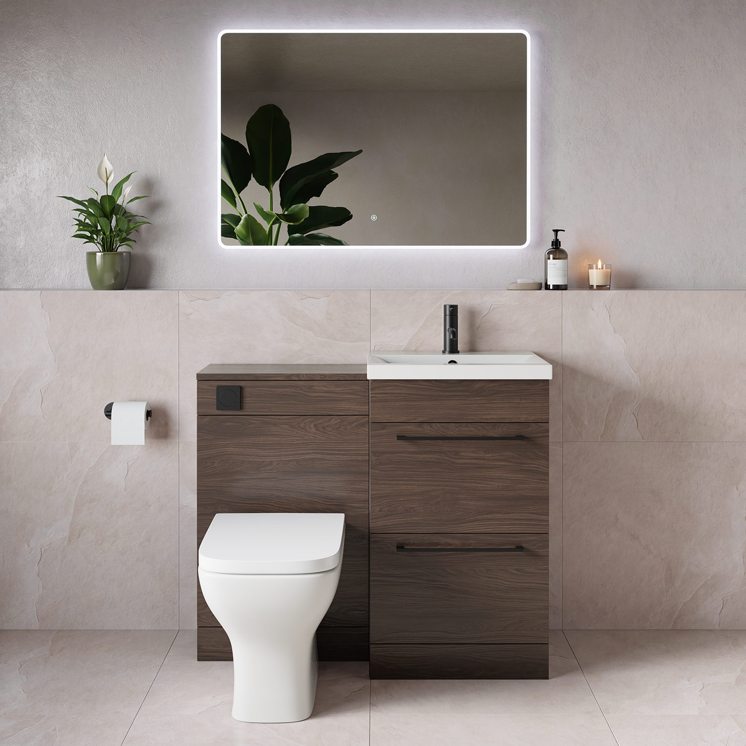 Napoli 390 2 Drawer Vanity Unit Toilet Suite with Glide Basin