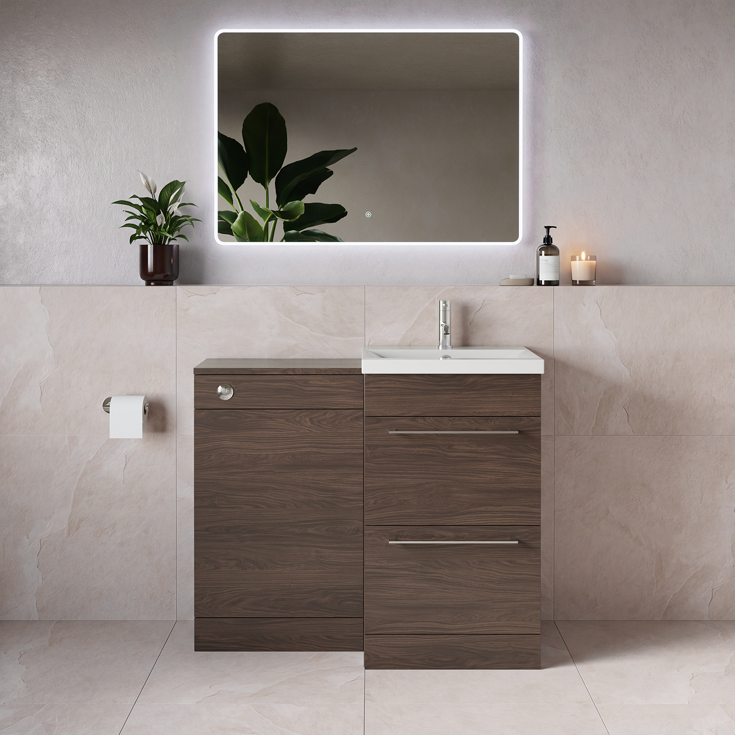 Napoli 390 2 Drawer Vanity Unit Toilet Suite with Glide Basin