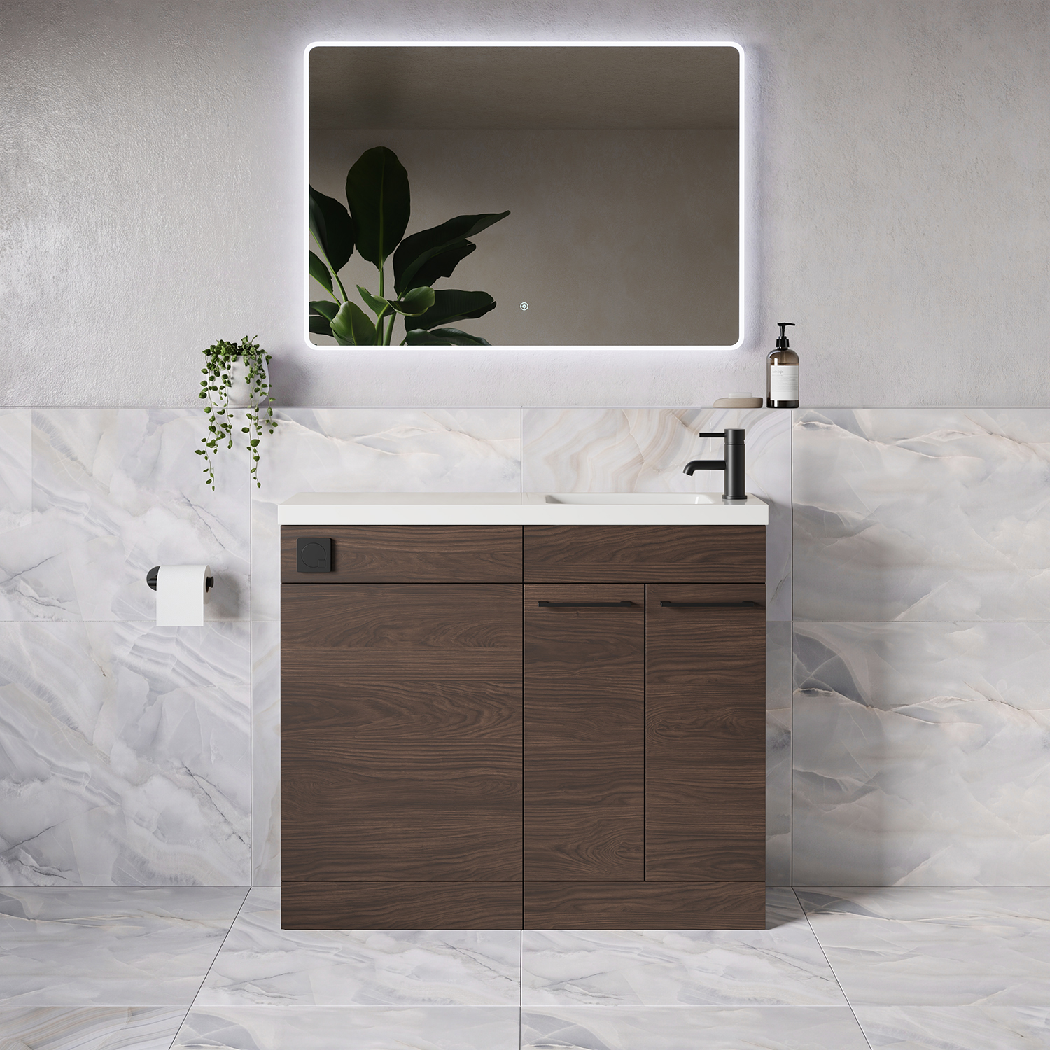 Napoli 250 2 Door Vanity Unit Toilet Suite with Round Silvo Basin
