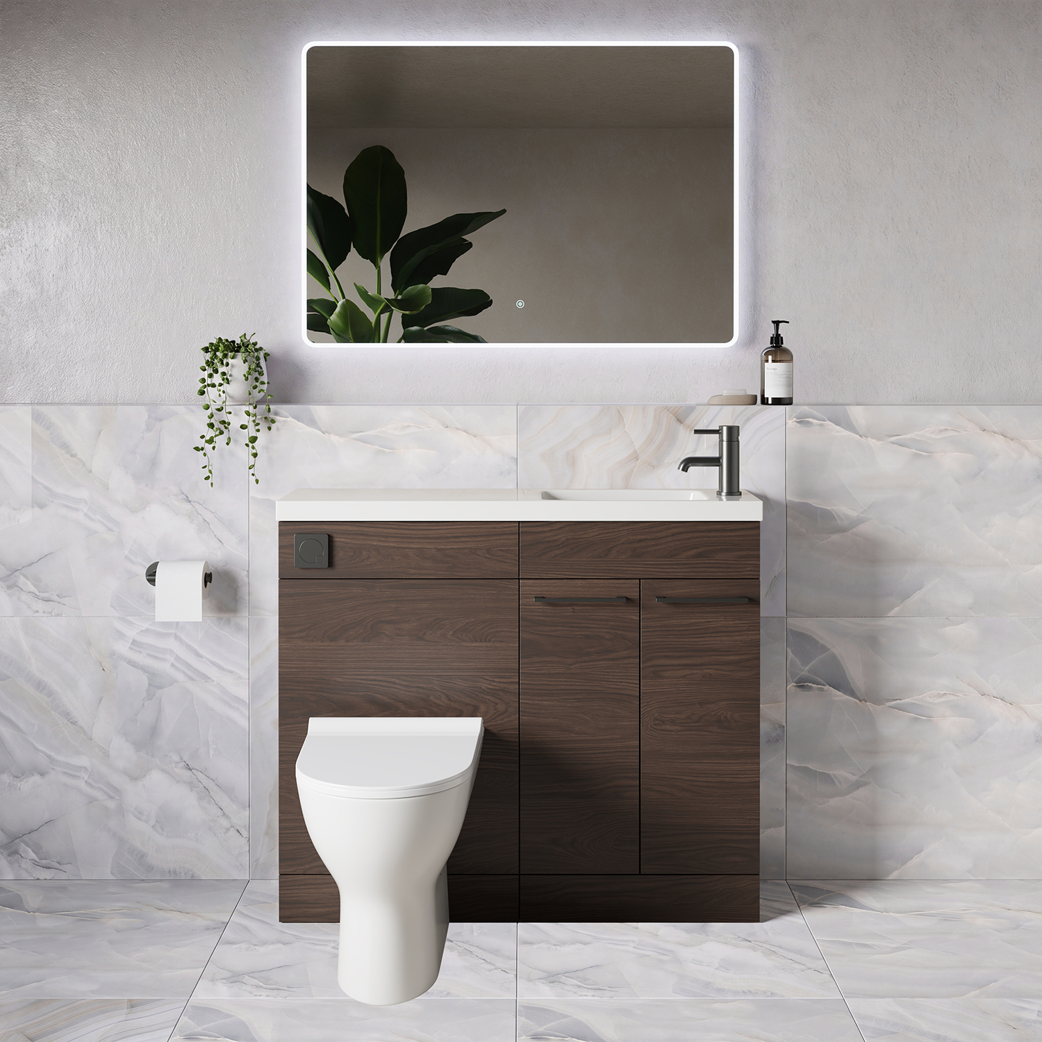 Napoli 250 2 Door Vanity Unit Toilet Suite with Round Silvo Basin