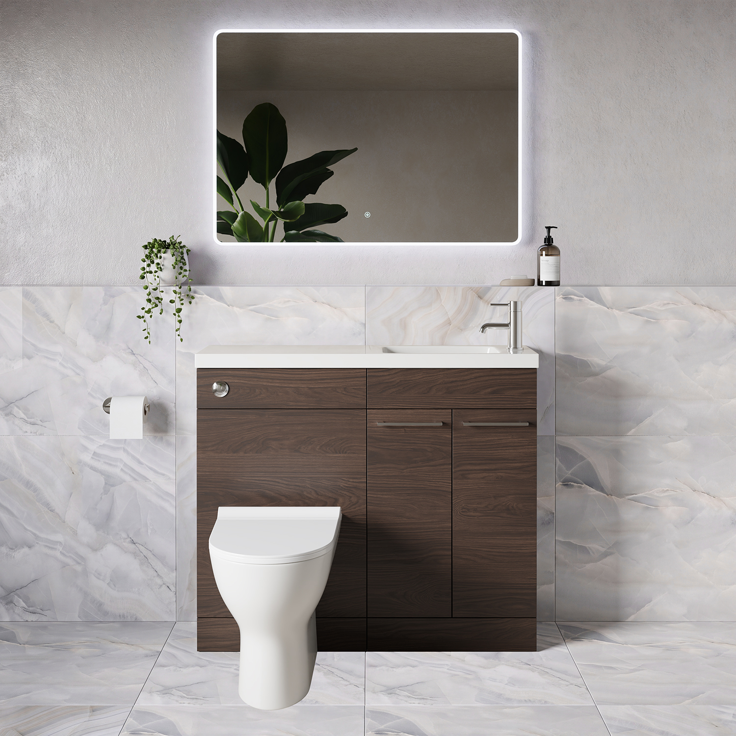 Napoli 250 2 Door Vanity Unit Toilet Suite with Round Silvo Basin