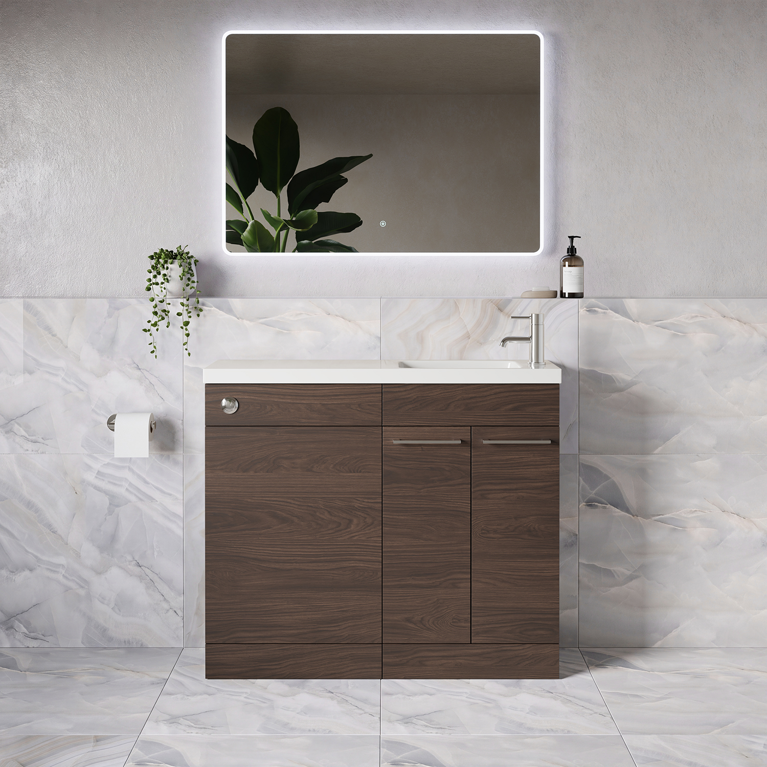 Napoli 250 2 Door Vanity Unit Toilet Suite with Round Silvo Basin