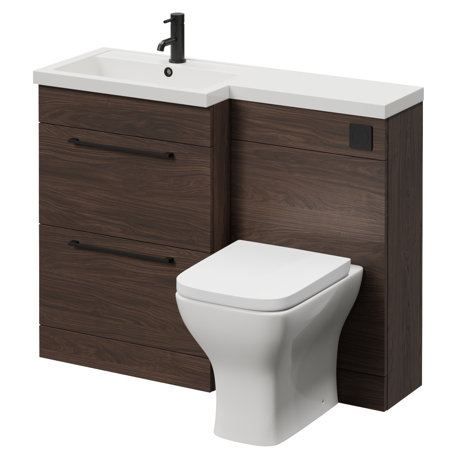 Napoli 390 2 Drawer Vanity Unit Toilet Suite with Square Left Hand Lucia Basin