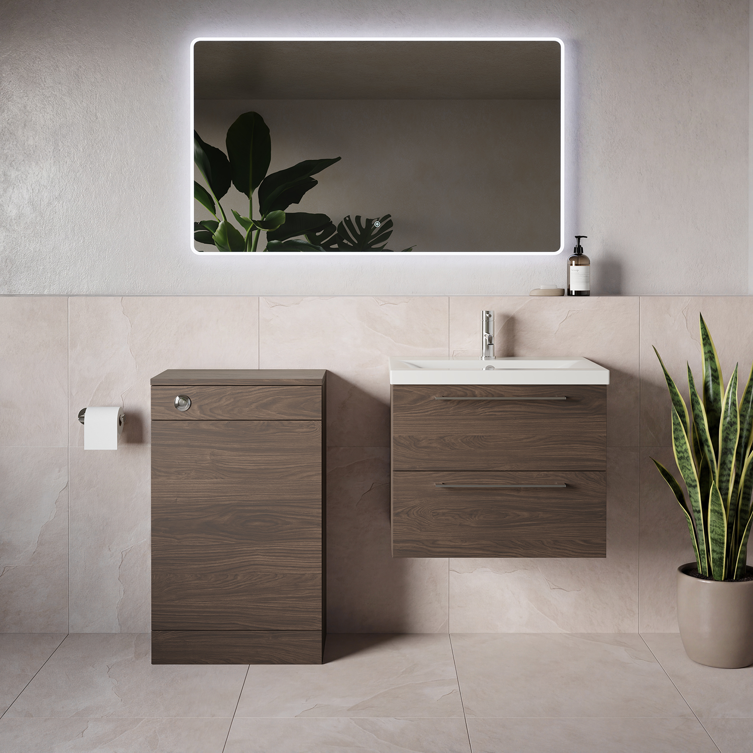 Napoli 390 Wall Mounted 2 Drawer Vanity Unit and Toilet Suite with Glide Basin