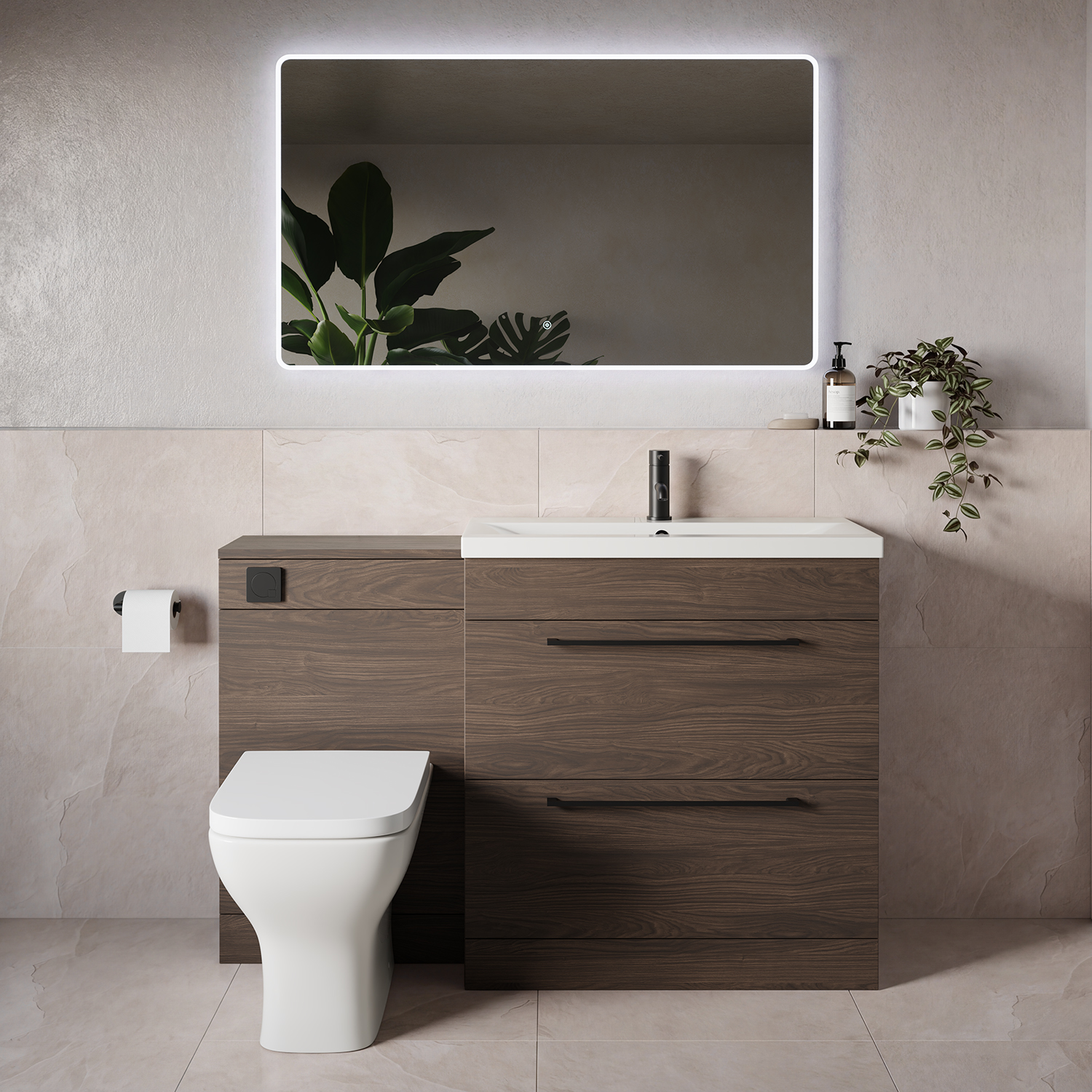 Napoli 390 2 Drawer Vanity Unit Toilet Suite with Glide Basin