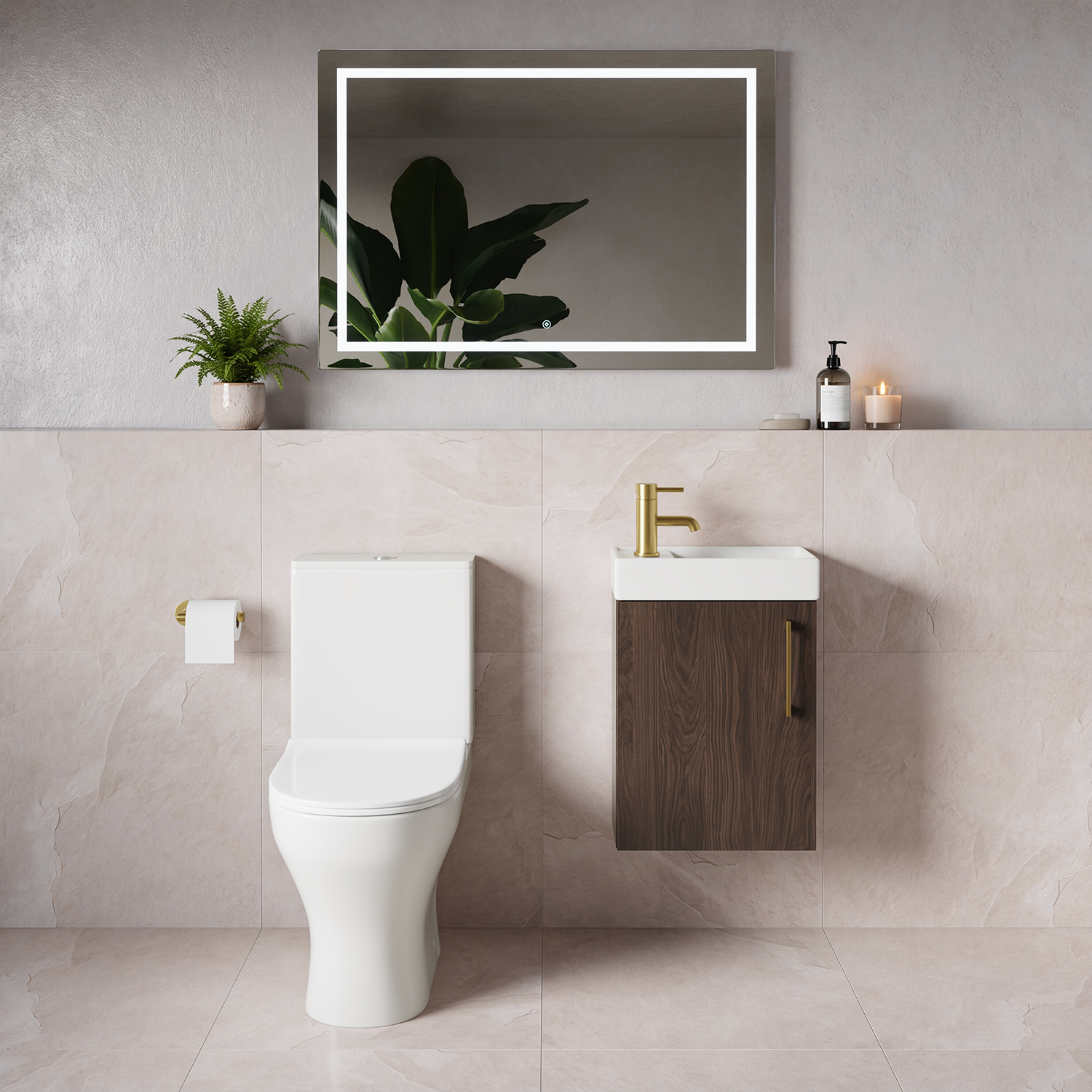 Napoli Cube Single Door Wall Mounted Vanity Unit and Jubilee Toilet Suite with Align Basin