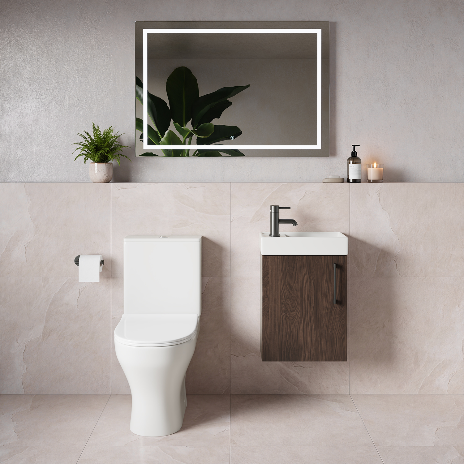 Napoli Cube Single Door Wall Mounted Vanity Unit and Jubilee Toilet Suite with Align Basin