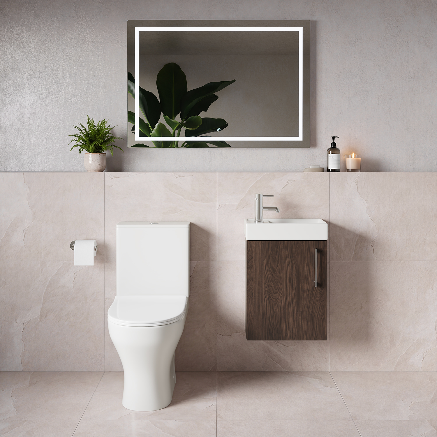 Napoli Cube Single Door Wall Mounted Vanity Unit and Jubilee Toilet Suite with Align Basin
