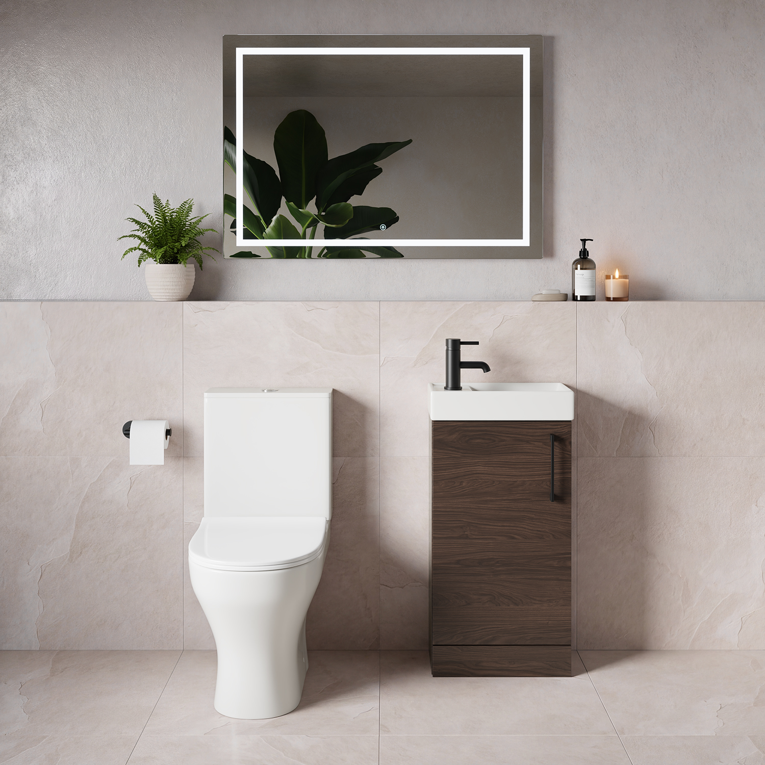 Napoli Cube Single Door Vanity Unit and Jubilee Toilet Suite with Align Basin
