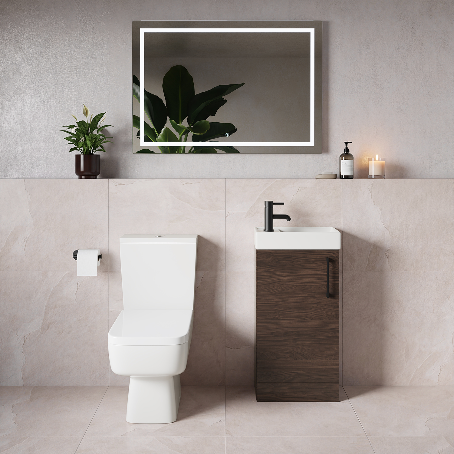 Napoli Cube Single Door Vanity Unit and Toilet Suite with Align Basin