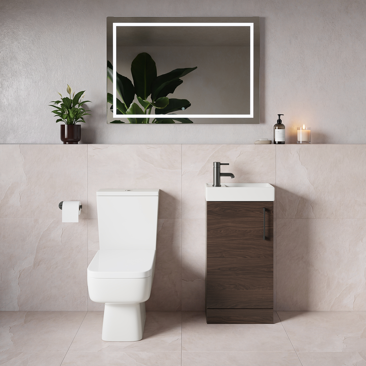Napoli Cube Single Door Vanity Unit and Toilet Suite with Align Basin
