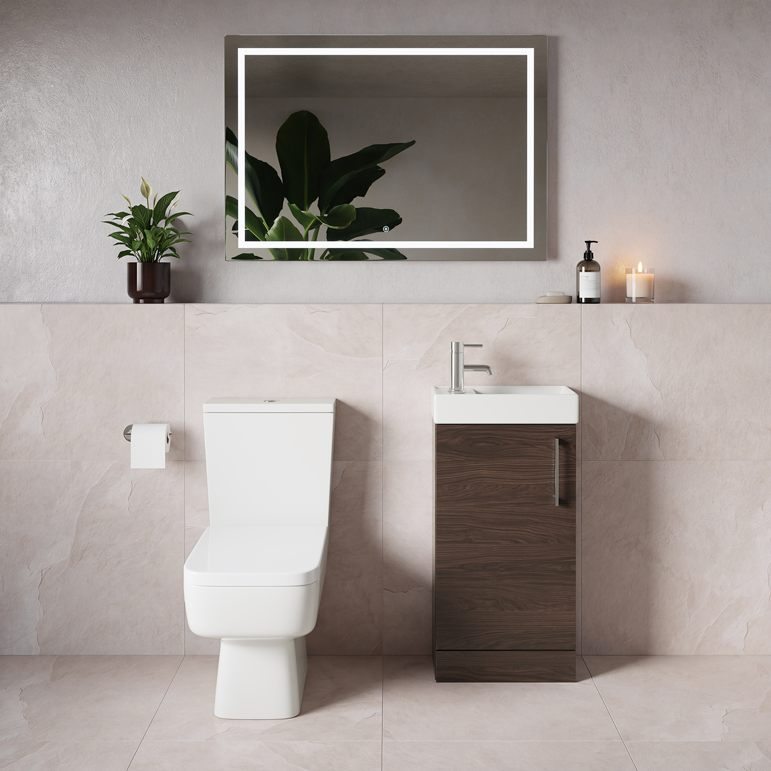 Napoli Cube Single Door Vanity Unit and Toilet Suite with Align Basin